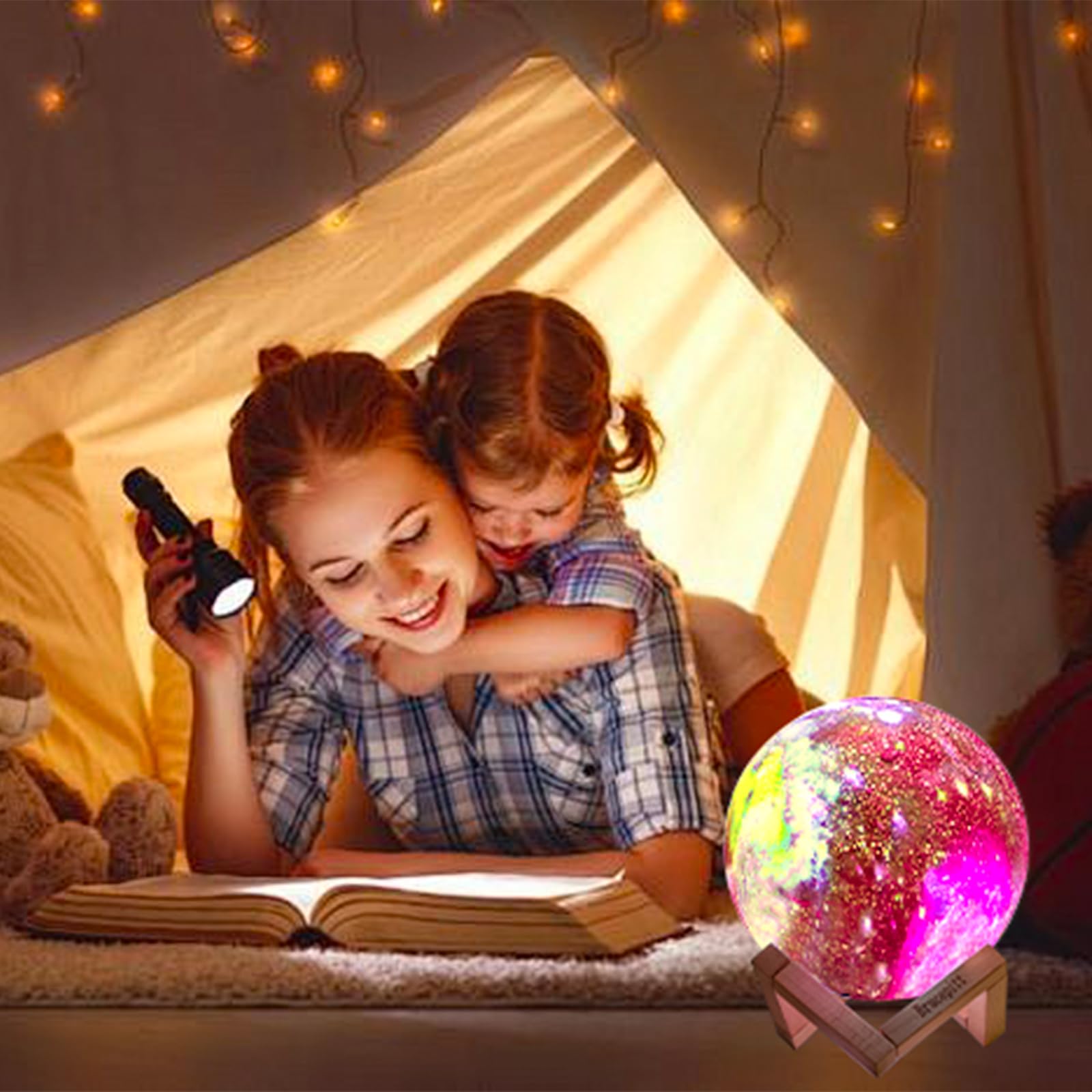 Brucepitt Moon Lamp Galaxy Lamp  Timing 4.7 Inch 16 Colors 3D Moonlight Galaxy Light,Moon Night Light For Adults,Kids Lamp Moon  For Women Girls Boys Bedroom