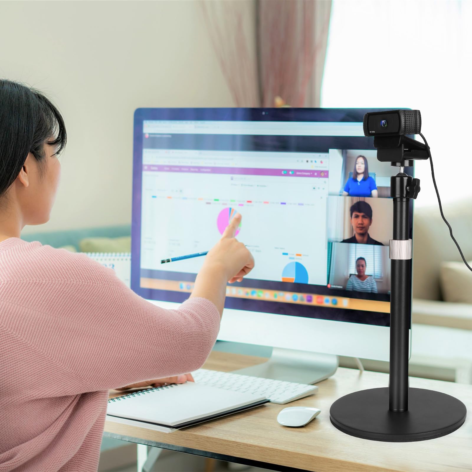 Mippko Webcam Camera Stand Phone Holder For Desk,1/4"-20 Threaded Compatible With Logitech Webcam C920 / C920S / C920X / C922 / C922X / C925E / C930 / C930E / C615 / C960,Dslr Camera/Smartphone