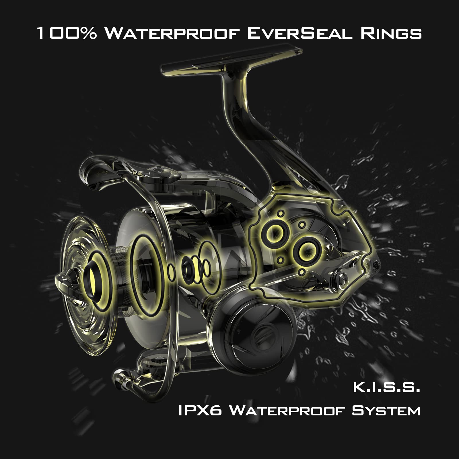 Kastking Kapstan Elite Spinning Reel,Saltwater Fishing Reel,Size 3000 & Kong Fishing Rod, Spinning Rod 2 Pc 7'6" Mh