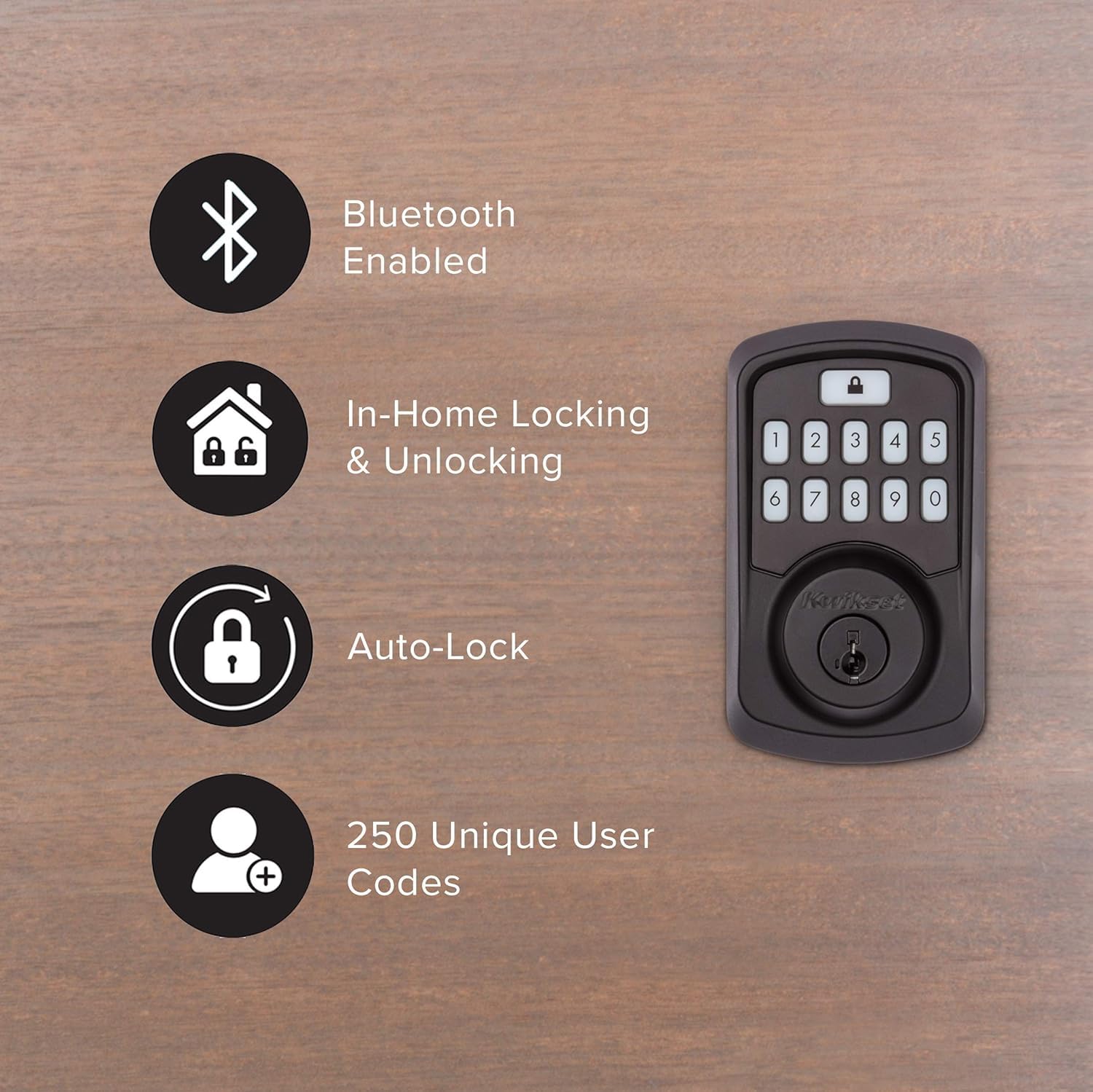 Kwikset 99420-003 Aura Bluetooth Programmable Keypad Door Lock Deadbolt Featuring Smartkey Security, Iron Black