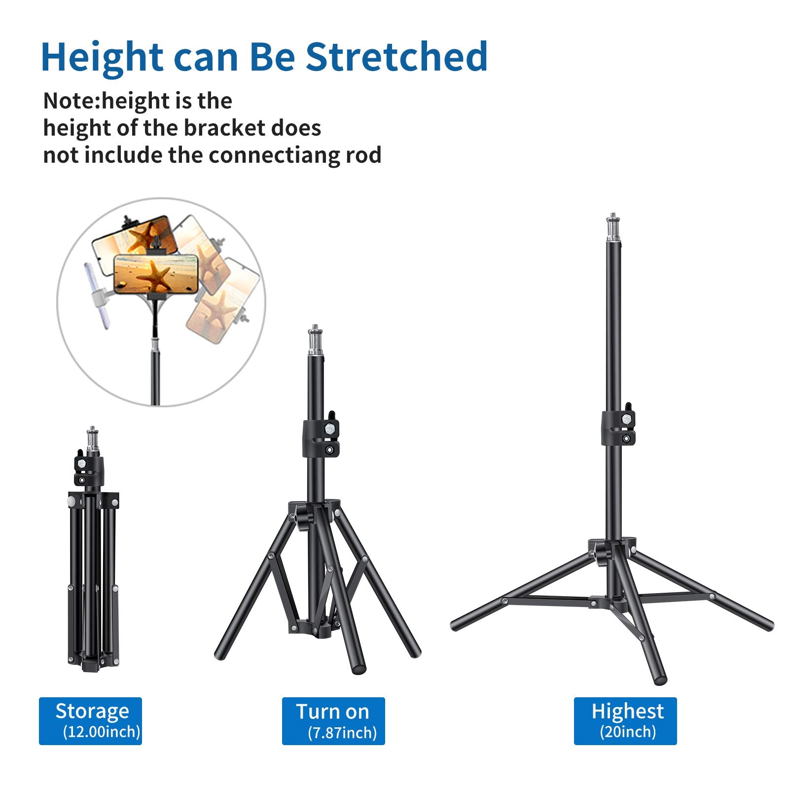 Pixel 20Inch Phone Tripod For Iphone Cell Phone Stand Video Recording, Vlogging/Streaming/Photography Smartphone Tripod Stand Sturdy And Lightweight Stand