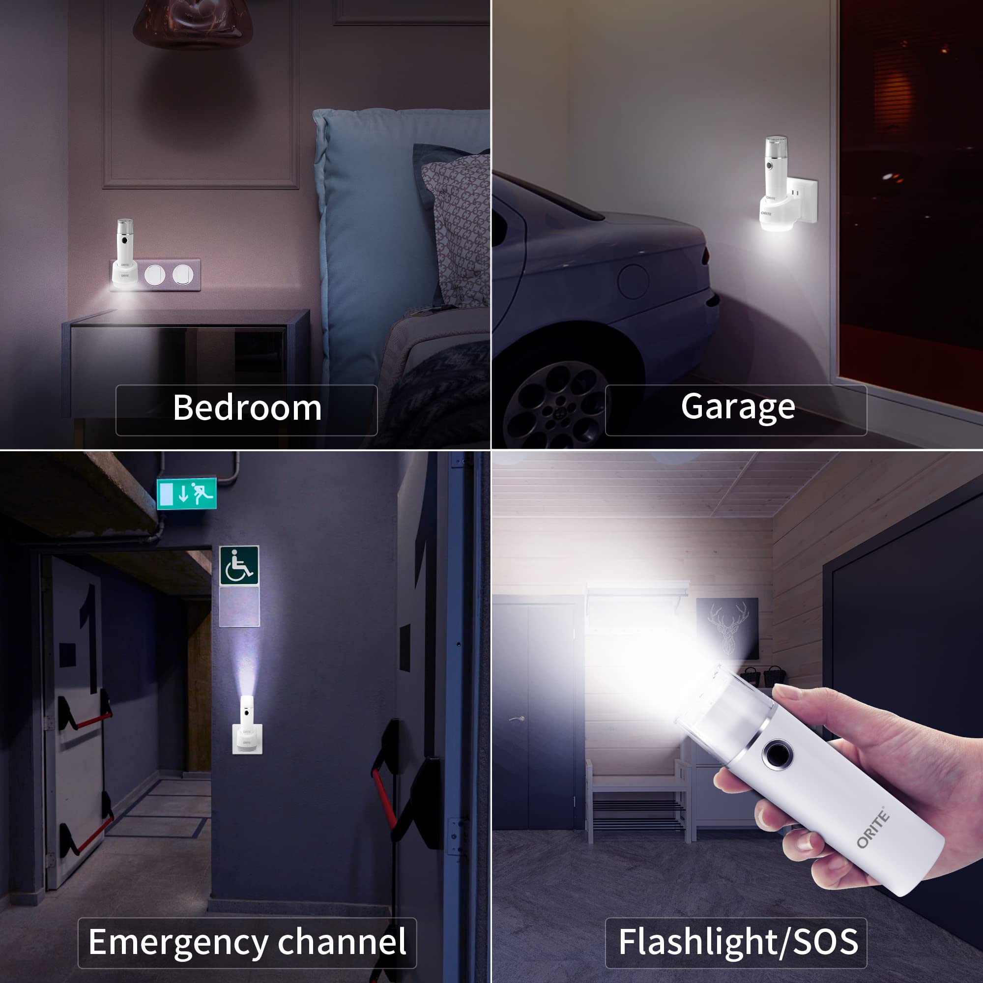 Orite Emergency Flashlights For Home Power Failure, 3 In 1 Emergency Flashlights, Plug In Flashlight For Emergency, Power Failure Lights, Led Rechargeable Flashlight, Perfect For Hurricanes, 3 Pack