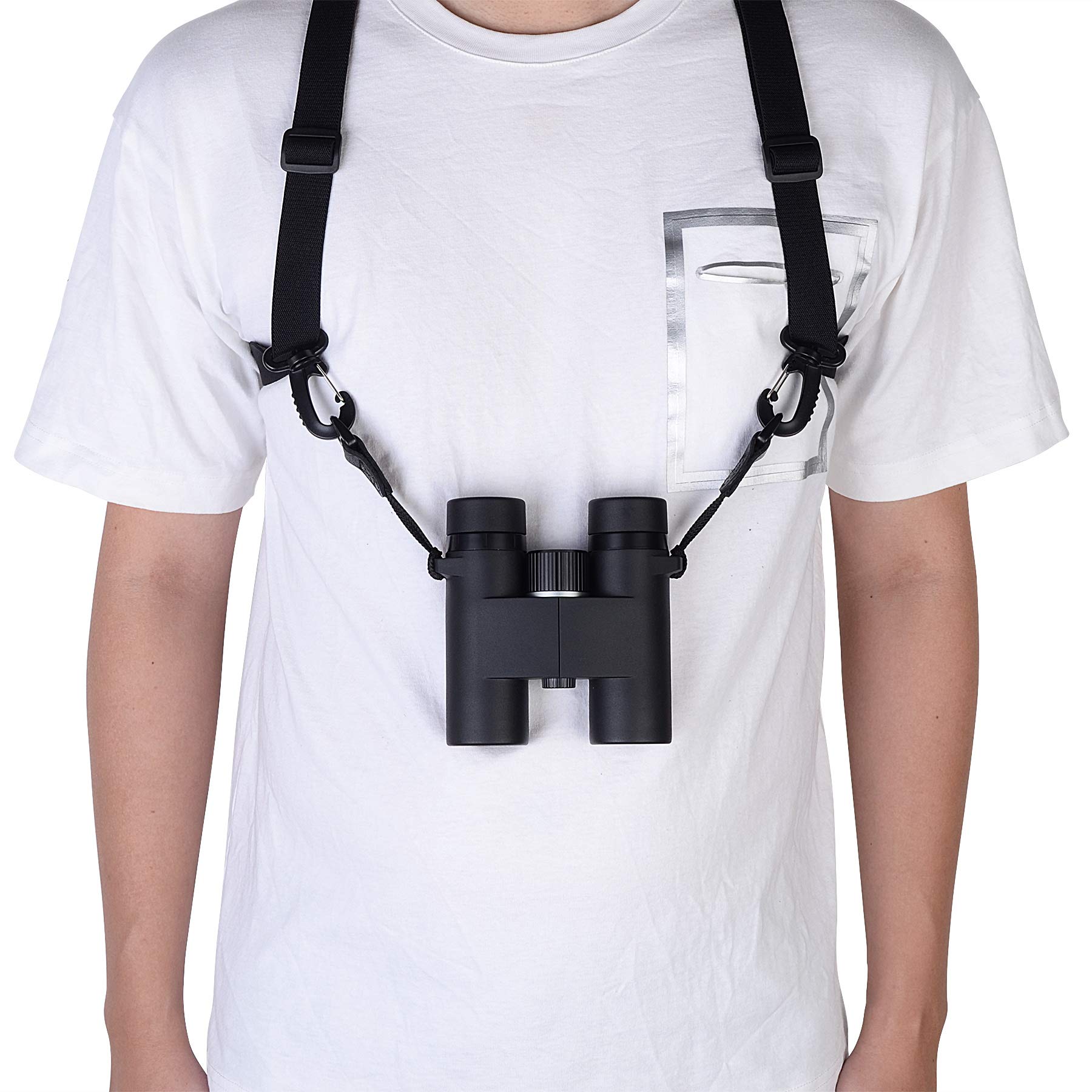 Raiseek Optics Binocular Harness Strap Adjustable Stretchy, Camera Chest Harness With 2 Loop Connectors, Hunting Accessories