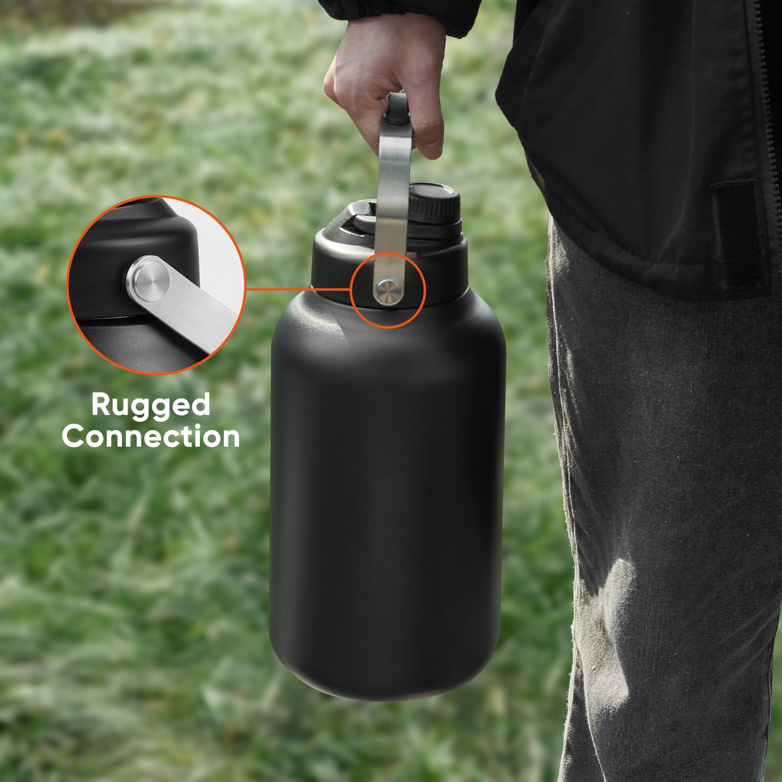 One Gallon Water Bottle, 128Oz Stainless Steel Insulated Water Bottle For Hot & Cold Drinks
