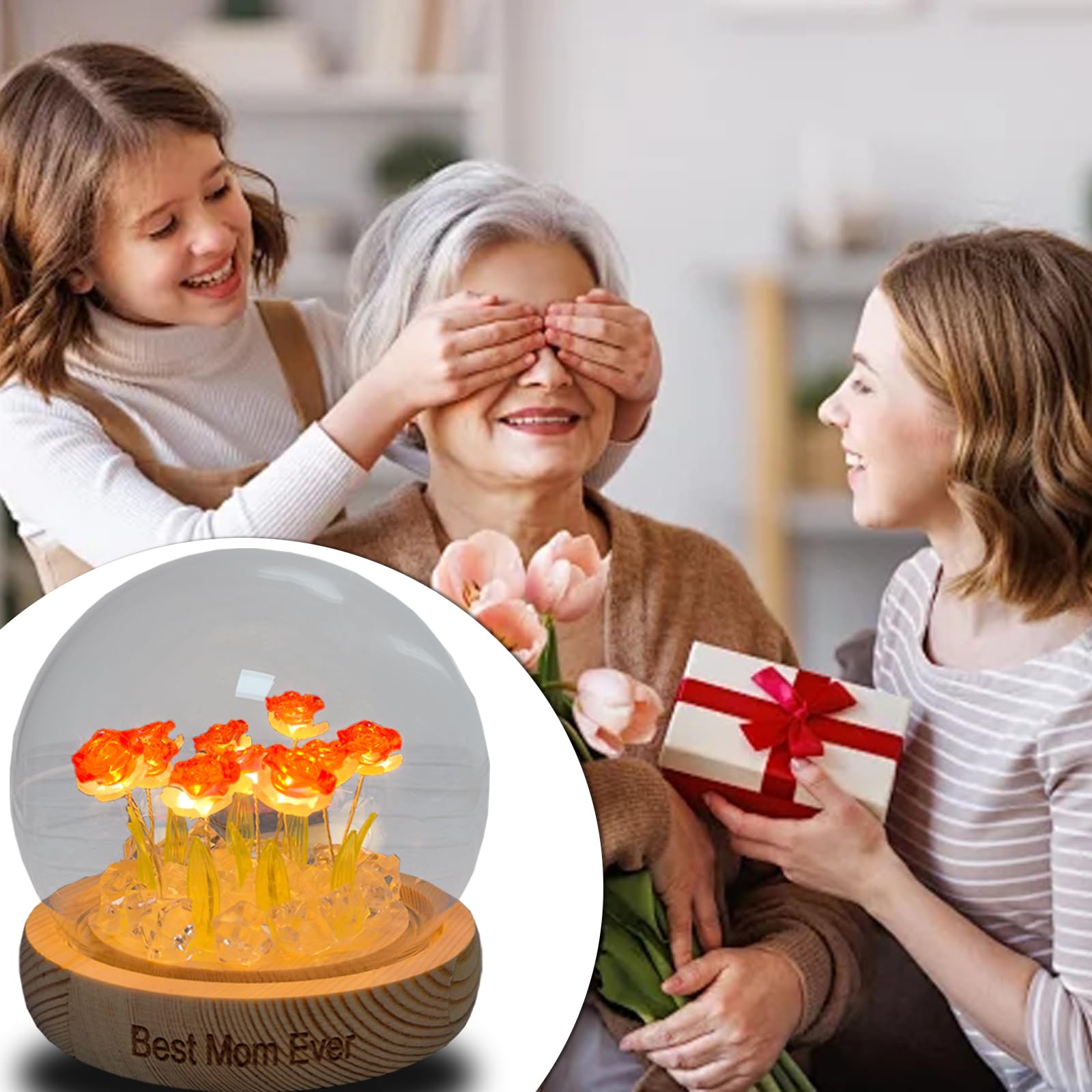 Xlmjdzq Mothers Day For Mom,Forever Rose Flower Lamp,Table Lamp With Usb Interface, Rose Artificial Flowers For Room Decor Aesthetic,Unique Romantic Birthday For Mom From Daughter.