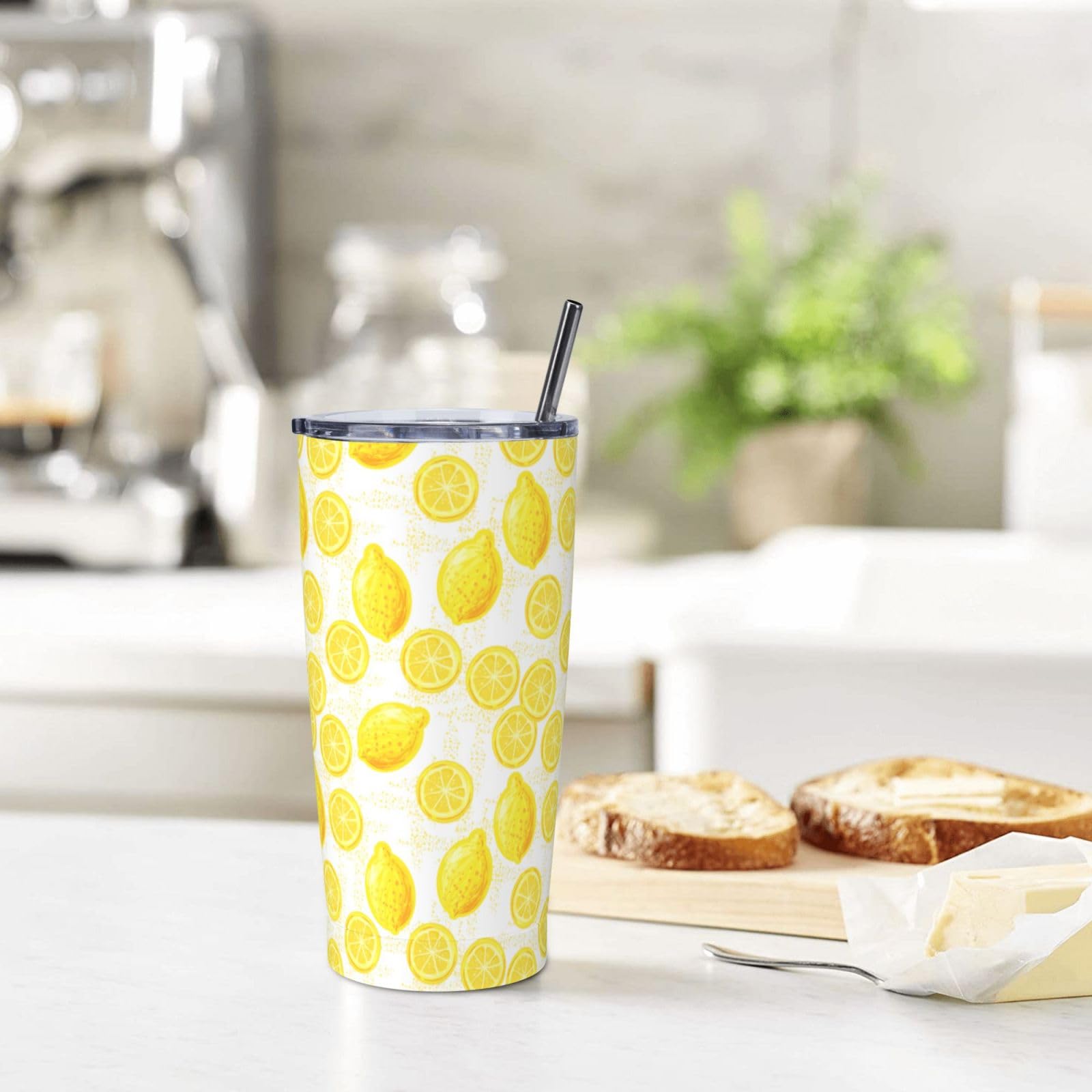 Lemon Tumbler 20Oz Fruit Stainless Steel Insulated Tumblers With Lid And Straw Fruits Travel Coffee