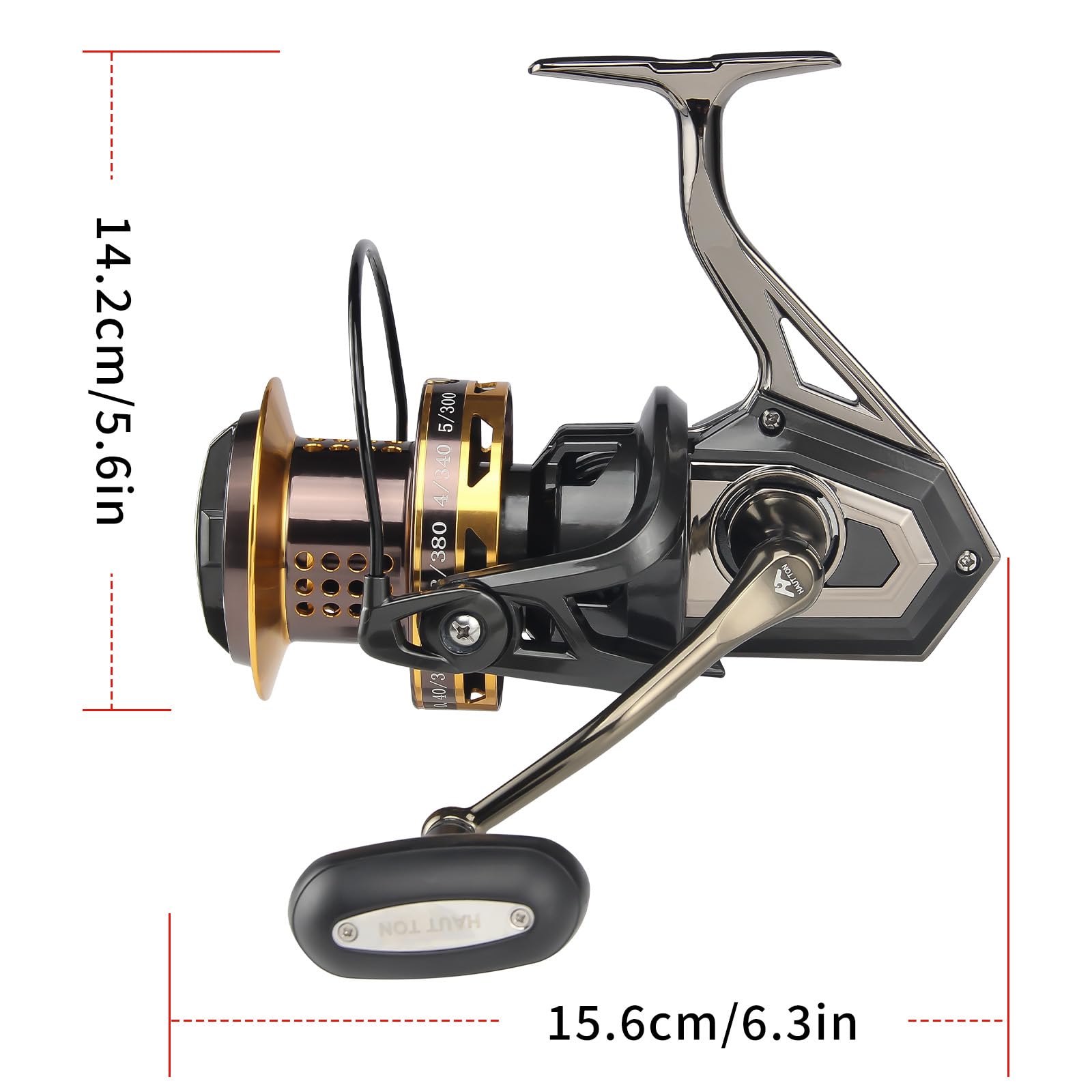 Haut Ton 8000/10000/12000 Big Game Surf Spinning Fishing Reel,20Kg Drag Power. Backlash- Bearings,Metal Reel Seat,Zinc Alloy Gear For Saltwater Inshore And Offshore Fishing