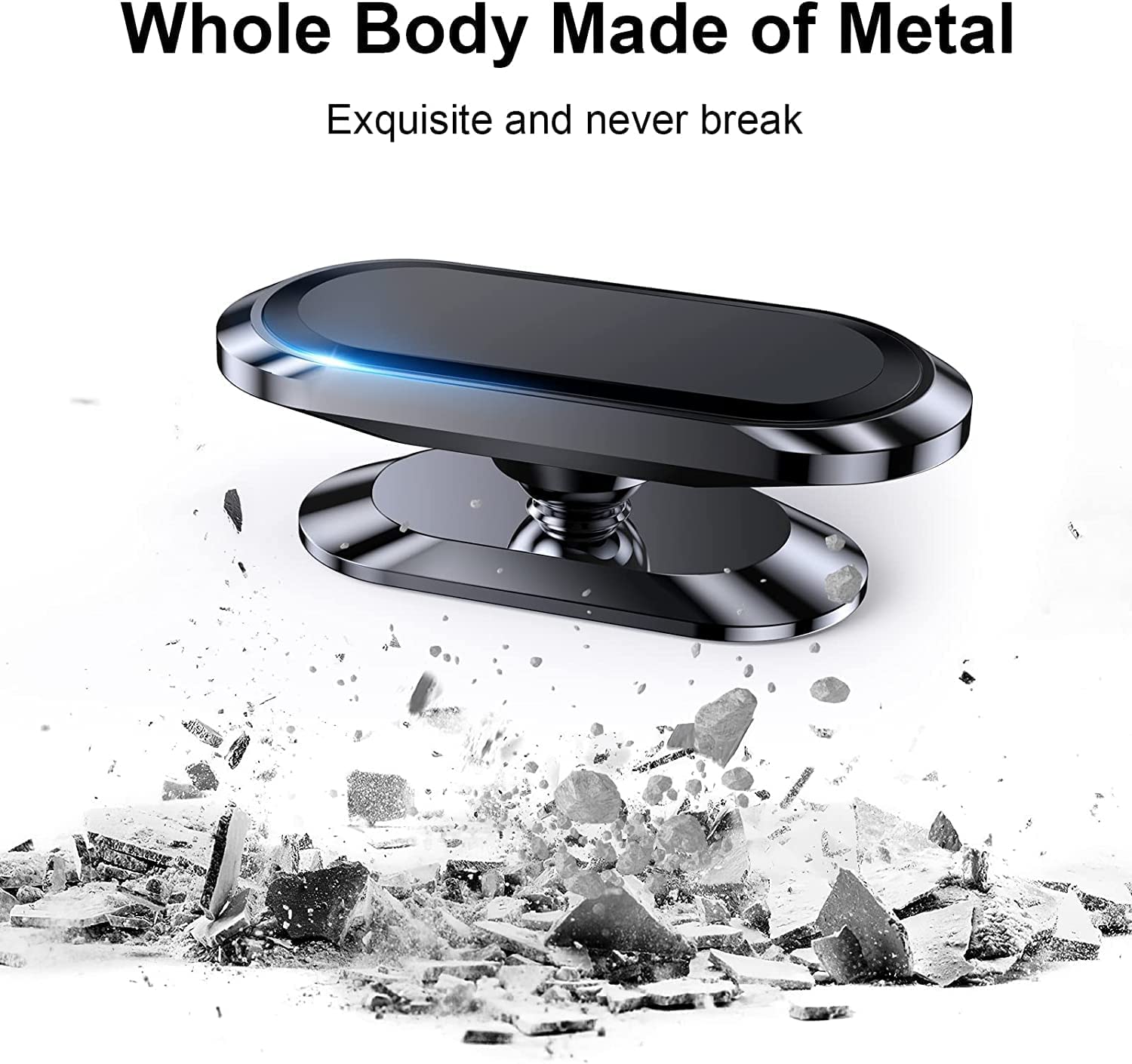 Romuto 【2-Pack】 Magnetic Phone Holder For Car, [ Super Strong Magnet][ With 4 Metal Plate ] Iphone Magnetic Carmount For Cell Phone, [ 360° Rotation ] Universal Dashboard Adhesive Car Magnetic Phone Mount