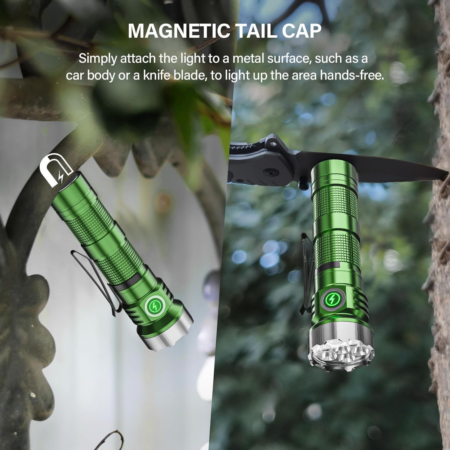 Aiersen Mini Led Flashlight, 8 Modes, 3000 Lumens Small Edc Flashlight, High-Performance Bl-478 Led Mini Pocket Flashlight With Side Clip And Tail Magnetic Suction.