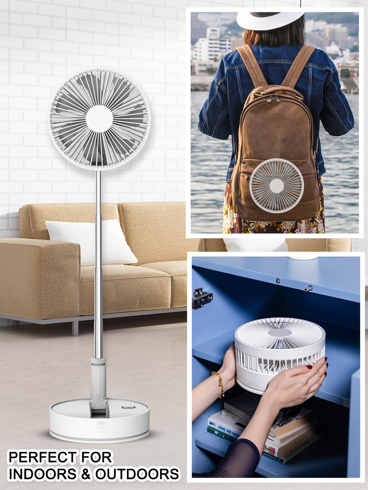 Un Unitedtime Oscillating Fan With Remote Control, 7200Mah Rechargeable Battery Operated Travel