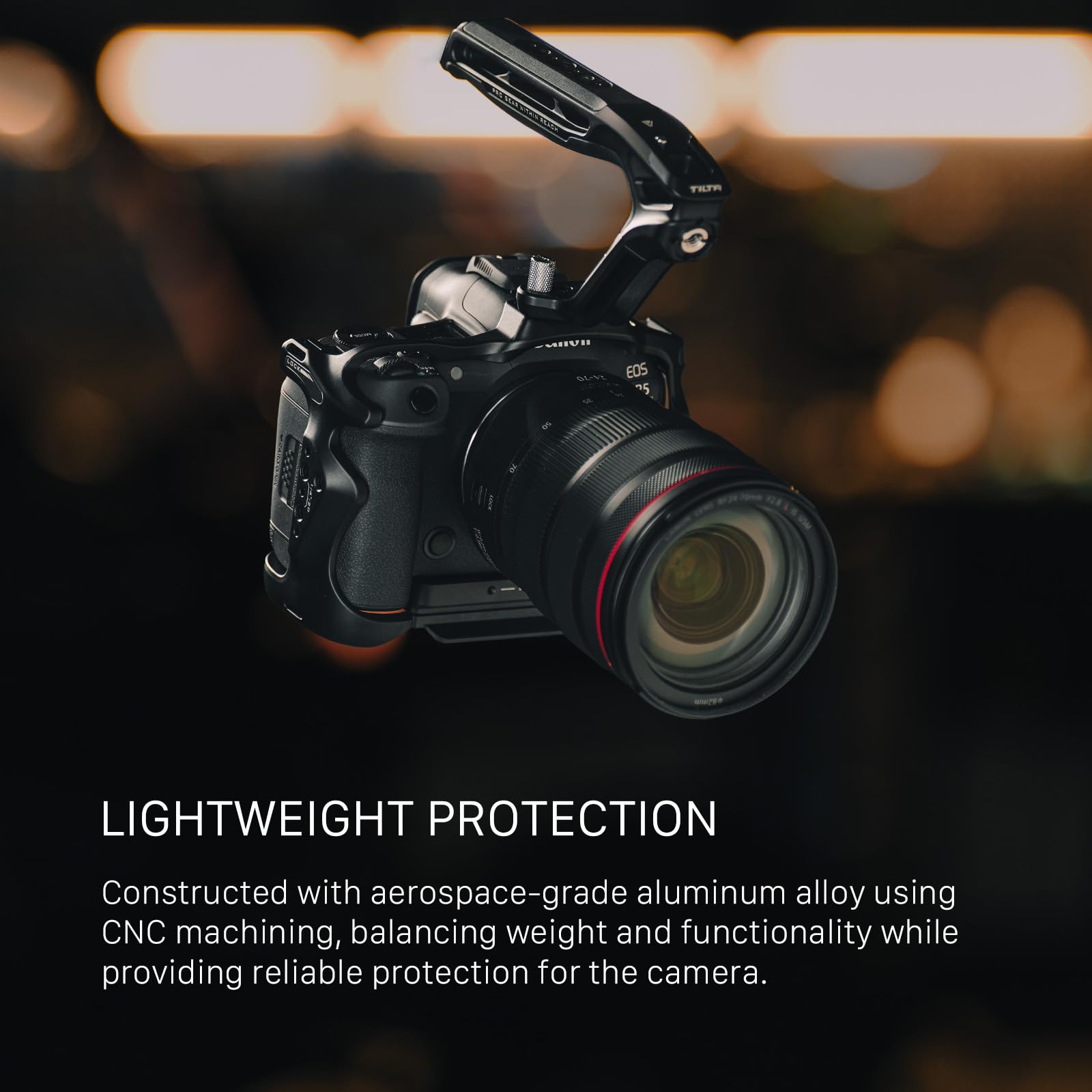 Tilta Camera Cage Compatible With Canon R5 Mark Ii Lightweight Kit - Black  Mount Accessories W/Cold Shoe, 1/4"-20 And 3/8"-16  Includes Top Handle & Cable Clamp  Securely Attaches To Camera