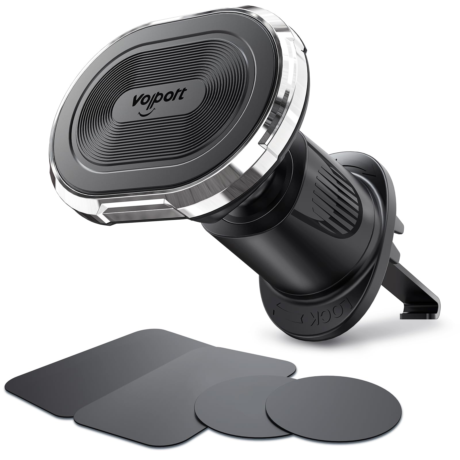 Volport Magnetic Phone Mount For Car Vent: [Strong Magnet Clip Hook] Air Vent Holder For Iphone 16/15/14/13/12 Pro Max Plus Samsung S24 Ultra S24+ All Cell Phone & Tablets (Sliver)