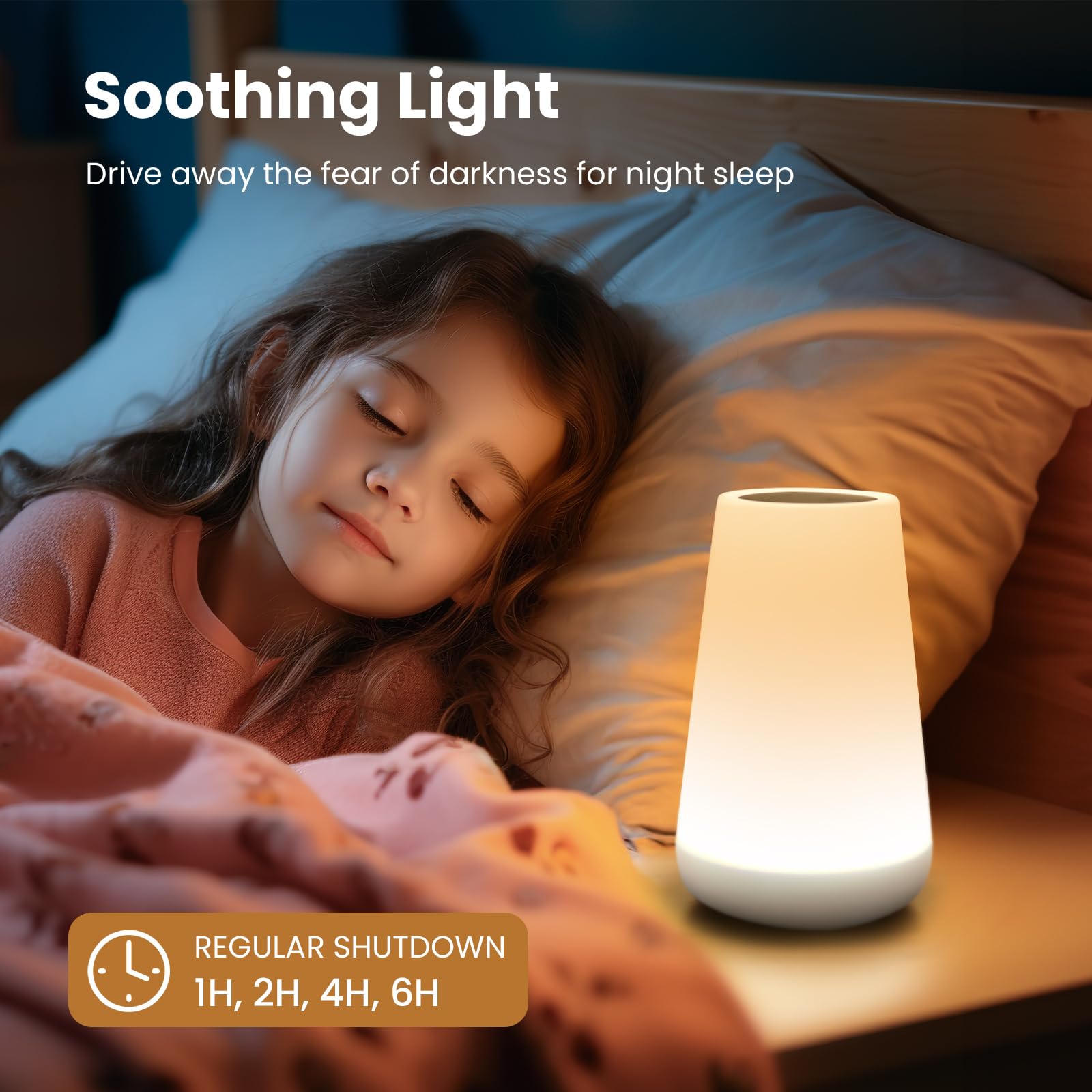 Thausdas Night Light, Dimmable Touch Lamp For Bedroom, Portable Table Bedside Lamp, 5 Brightness 13 Rgb Colors, Night Lights For Baby Nursery Bathroom