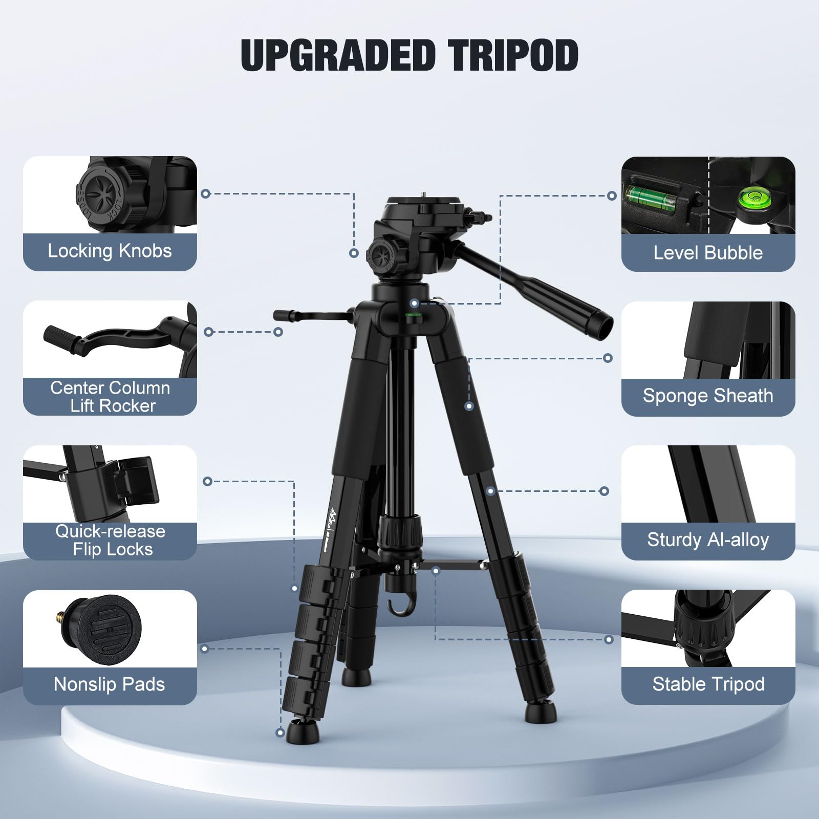 Moko Camera Tripod For Ipad - 70" Phone Tripod Stand With Travel Bag, Tripod For Iphone With Phone Holder, Wireless Remote, Travel Tripod For Camera Dslr Slr, Cell Phones, Tablets, Projector, Webcam