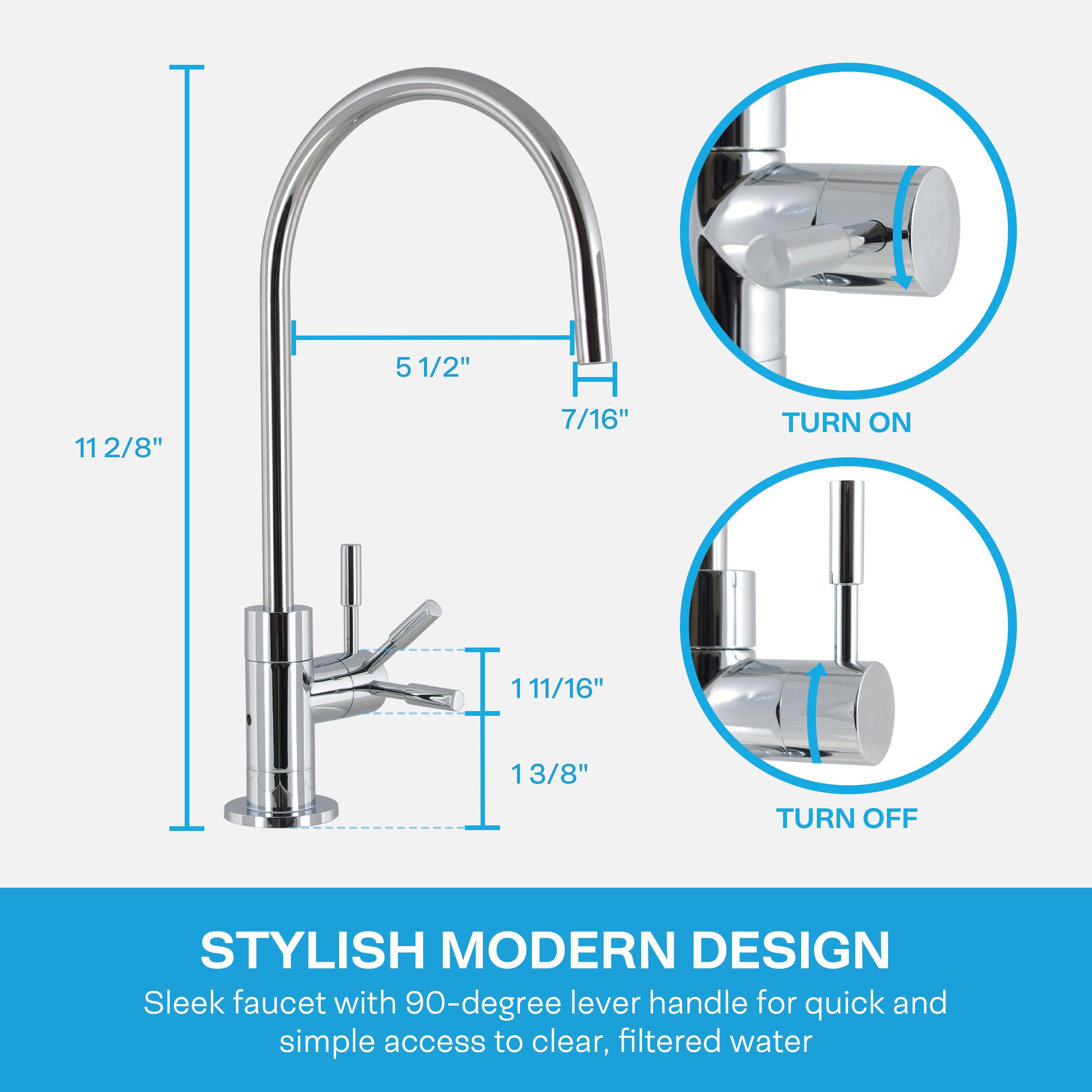 Spiropure Air Gap Ro Faucet, Polished Chrome, Reverse Osmosis Replacement Water Filter Faucet, 3-Line Filtered Faucet, Sp-Fc210-Cm