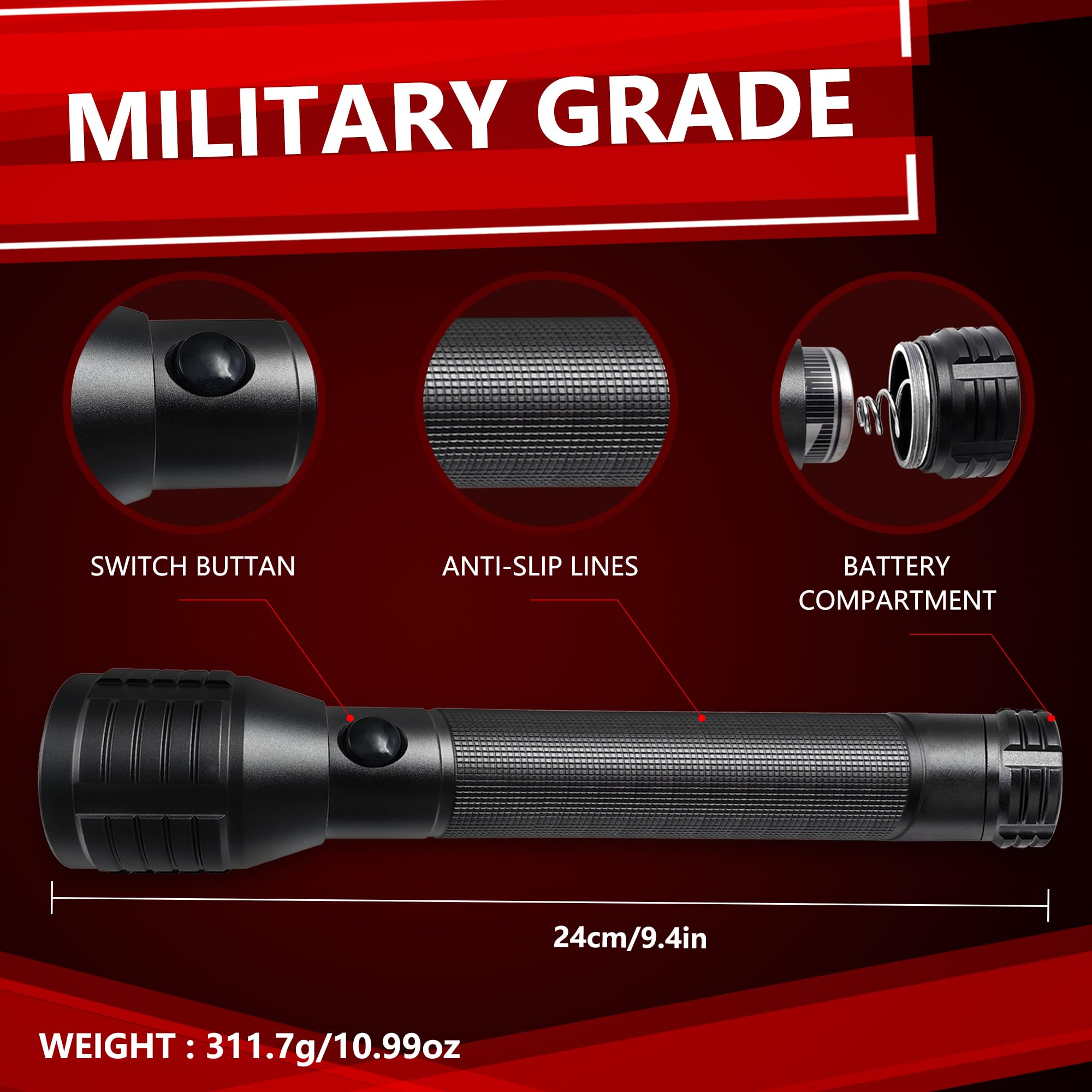 Miuree Heavy-Duty Led 2-Cell D Flashlight