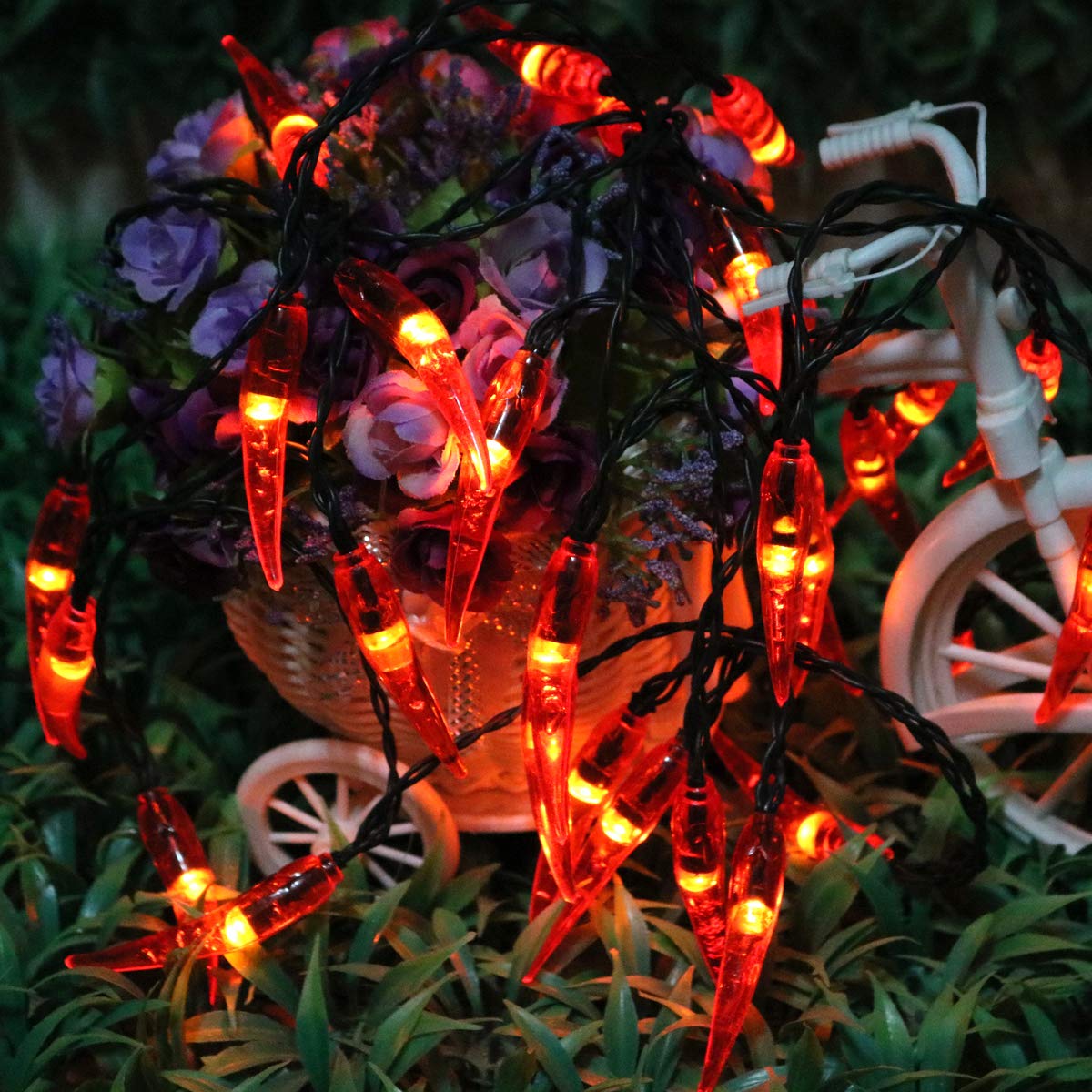 Dreamworth Solar Chili String Lights, 30 Led Chili Shape Fairy Lights For Wedding, Chinese Year, Spring Festival, Party Decoration, Christmas