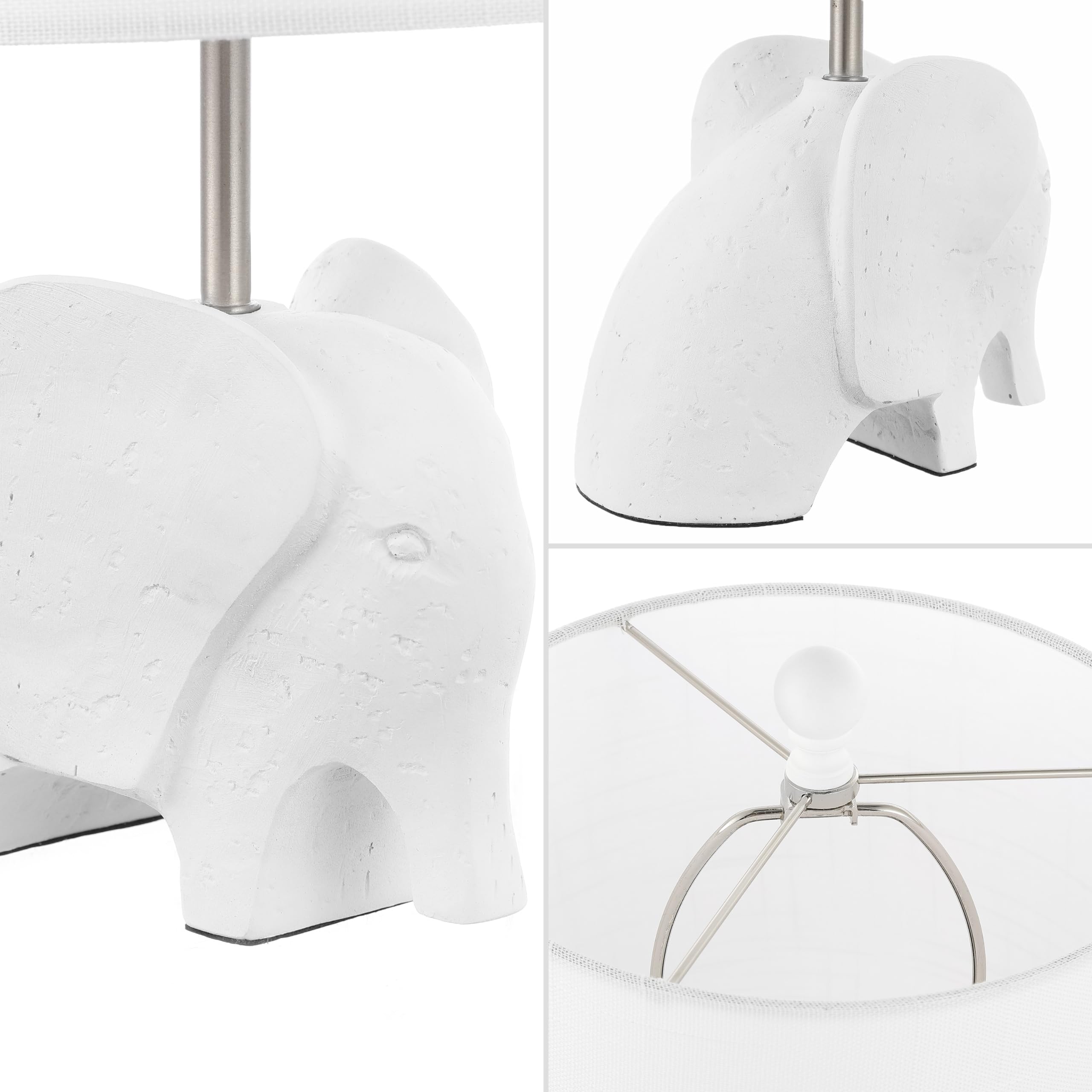 Jonathan Y Jyl1143D Koda 17.5" Eclectic Southwestern Resin/Iron Elephant Led Kids Table Lamp Global, Transitional, Rustic, Office, Living Room, Dining Room, Bedroom, Hallway, Foyer, White