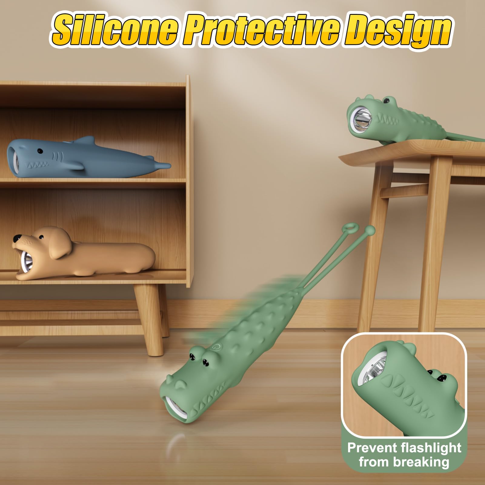 Tepreswes Kids Flashlight Rechargeable For Boys & Girls, Alligator Crocodile Toy, Baby Kids Toddler Toys For Age 3-12, Birthday Boys & Girls , Animal Toddlers Flashlights, Party Decorations, 1 Pack