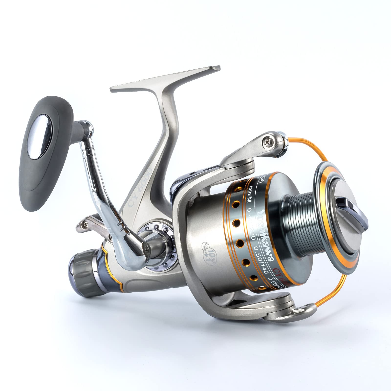 Yoshikawa Baitfeeder Spinning Reel Fishing 5.5:1 11 High Power Stainless Ball Bearings 30Lb Drag Right Left Hand Saltwater Freshwater Reversible Front Rear Drag Live Liner 3000-6000