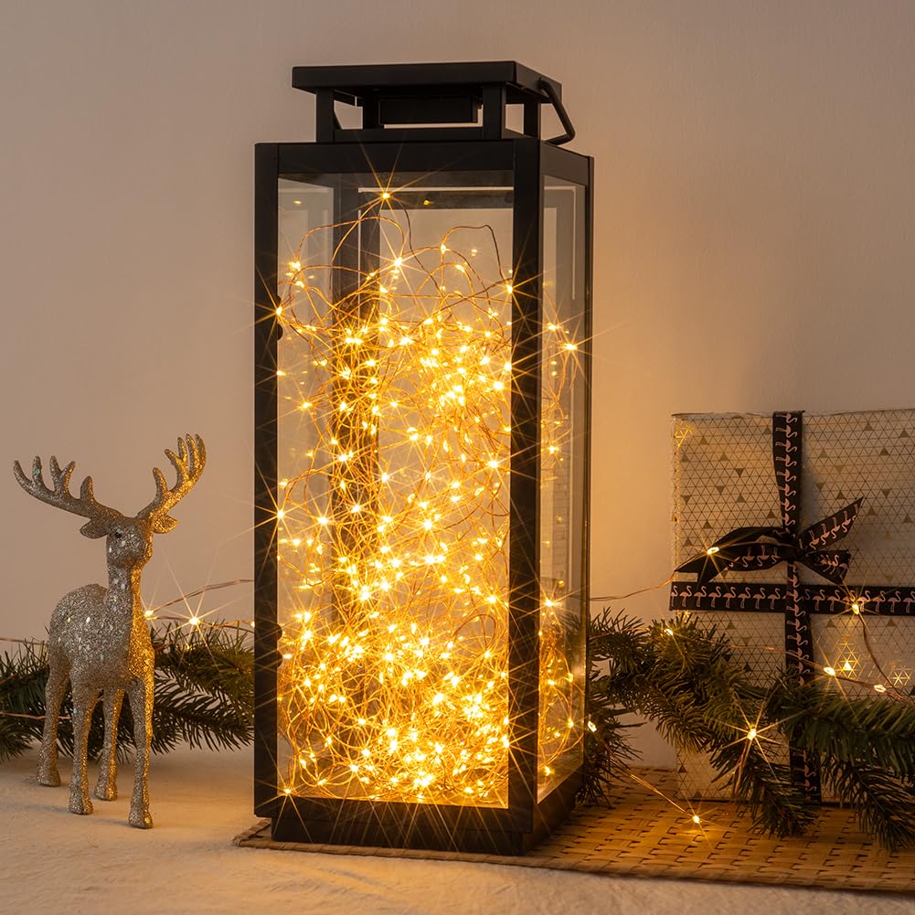 Zeluxdot Solar String Lights Outdoor,100Ft 300 Leds Solar Fairy Lights,Waterproof Solar Light For Outside 8 Modes Button Controlled For Patio Gardens Backyard Tree Wedding Christmas,Warm White