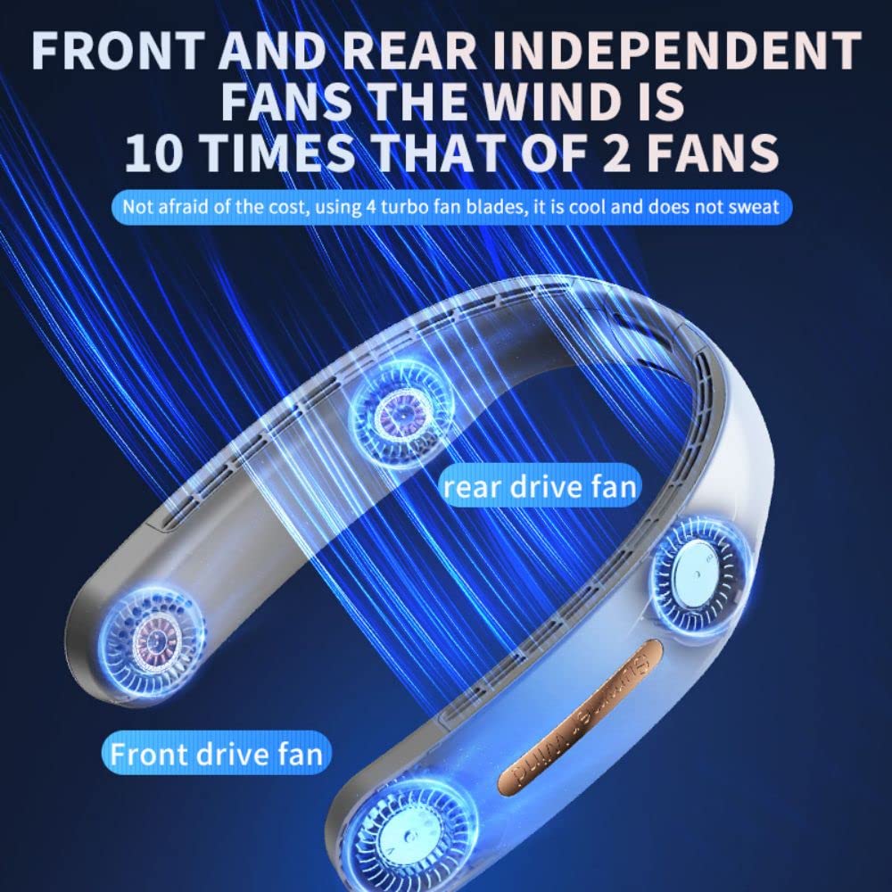 Portable Neck Fan Bladeless 4 Turbo Fan The Back Of The Neck Is Cool And Does Not Sweat 4000Mah