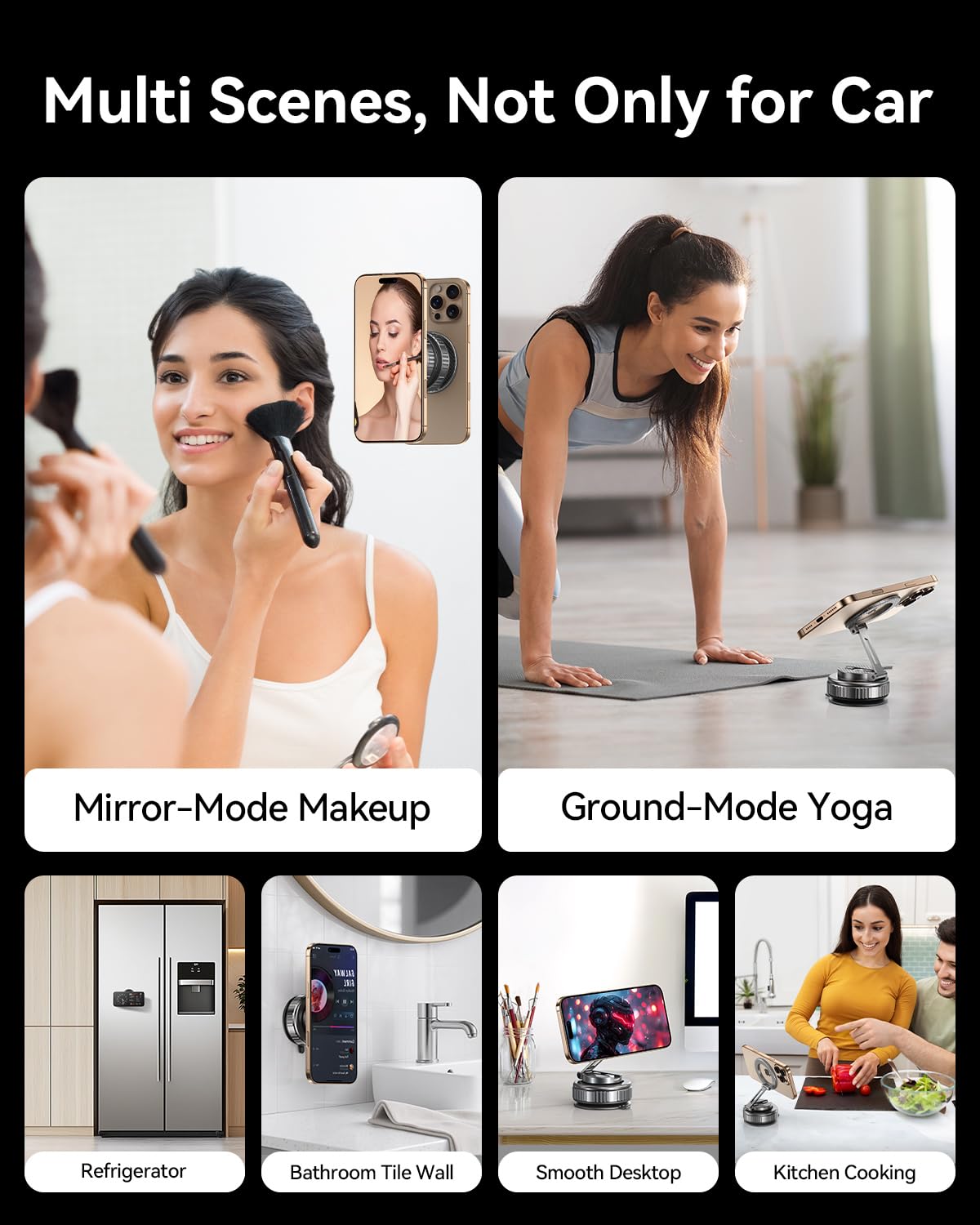 Mrglas   360° Rotation Vacuum Magnetic Phone Holder Stand,For Magsafe Suction Cup Phone Mount [89+Lbs Strongest Suction & Magnetic] Adjustable Swivel Lock, For Your Car/Gym/Mirror/Kitchen