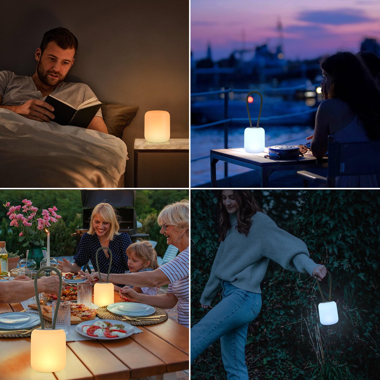 Himmel Camping Lamp,Portable Outdoor Lamp For Hanging,Standing And Mounting,Warm Or White Lighting Camping Lamp,Rechargeable Hang Lampe Outdoor,Table Lamp For Living Room And Bedroom (Gray)