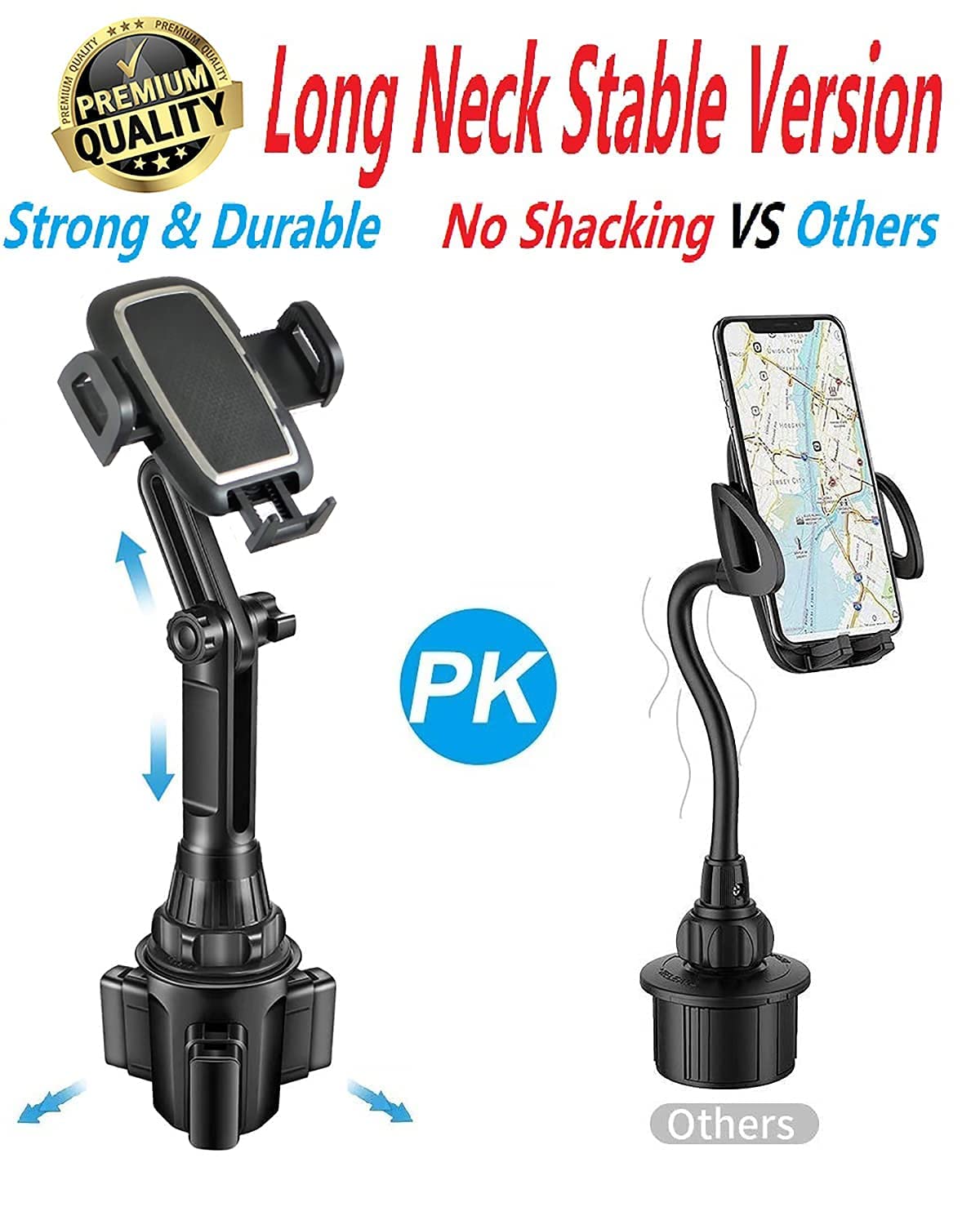 Tecotec  Car Cup Holder Phone Holder, Universal 13" Long Neck Cup Phone Mount Compatible With Iphone 15 Pro Max /14/13/S23 Ultra /S22 /Plus Etc