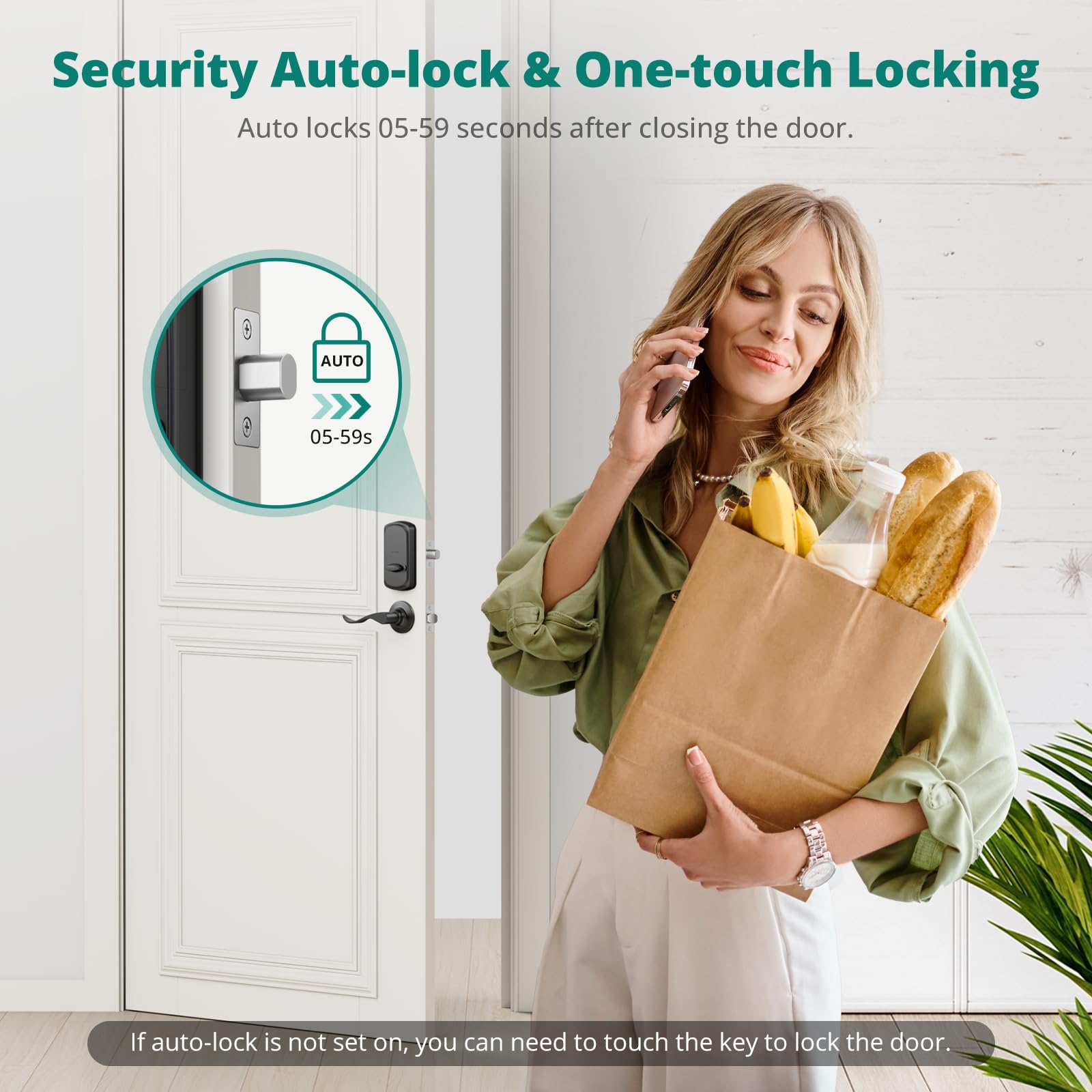 Akagear Keyless Entry Door Lock With Handle - 2 Lever Handles, Fingerprint Door Locks, Electronic Keypad Deadbolt, 2 Keys, Smart Doors Lock, Auto-Lock & One Touch Locking, Easy Installation