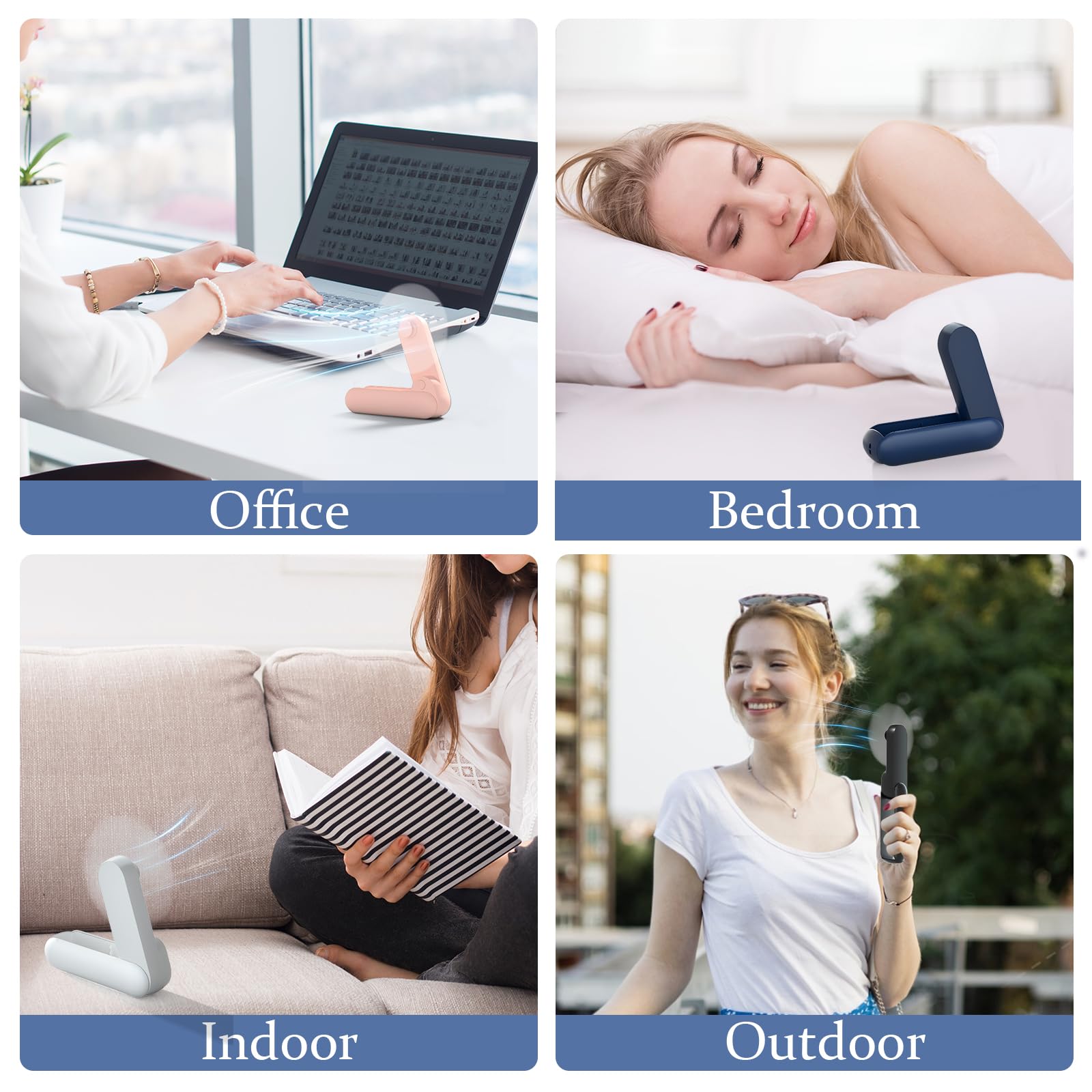 Portable Handheld Fan, 2 In 1 Mini Hand Fan, Battery Operated [8-15 Working Hours], Usb Rechargeable