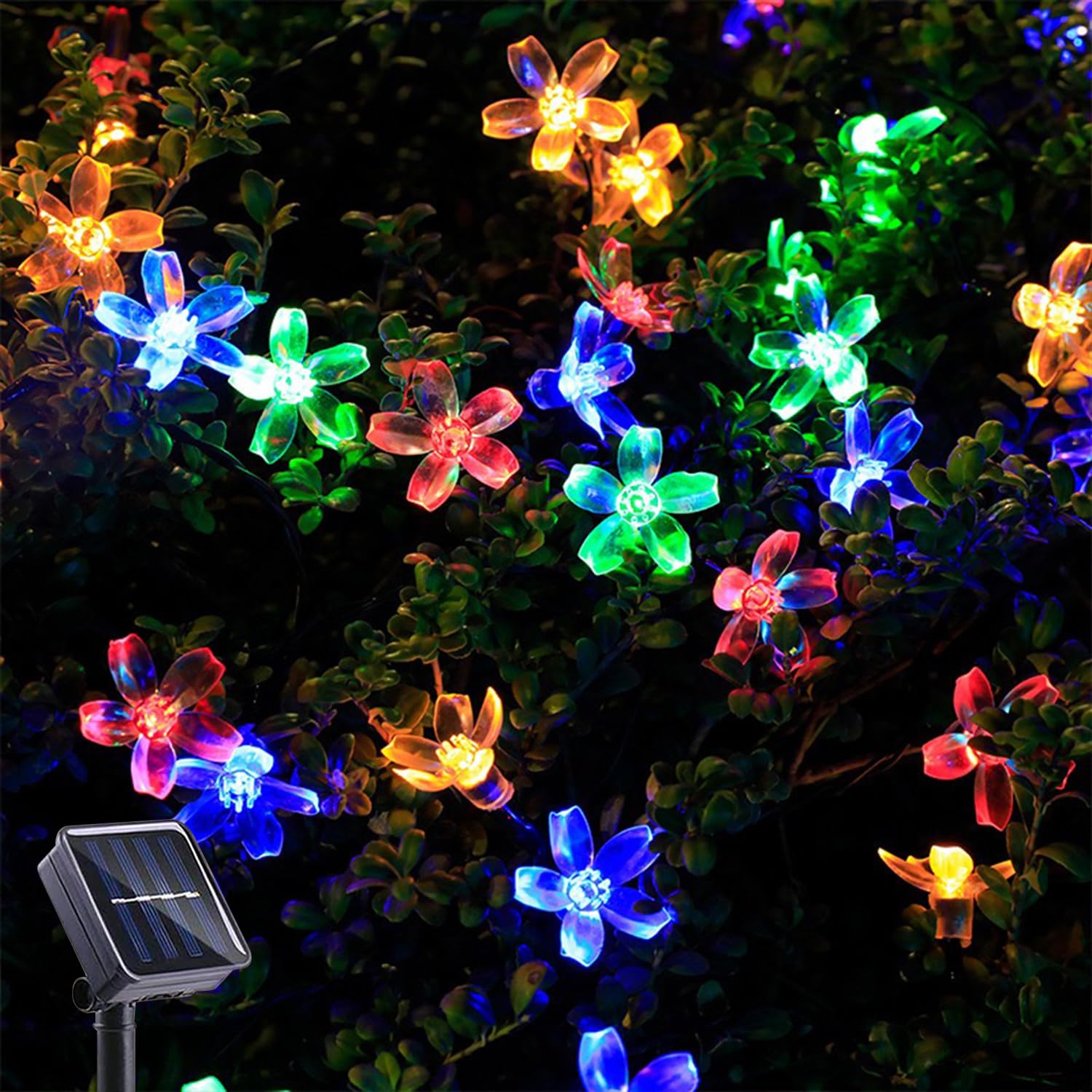 Kenta Solar String Flower Lights Outdoor 2Pack 200 Led 80Ft Multi-Color Fairy Lights With 8 Lighting Modes, Waterproof Solar Lights Outdoor For Garden Yard Porch Christmas Wedding Party Xmas Tree Decoration