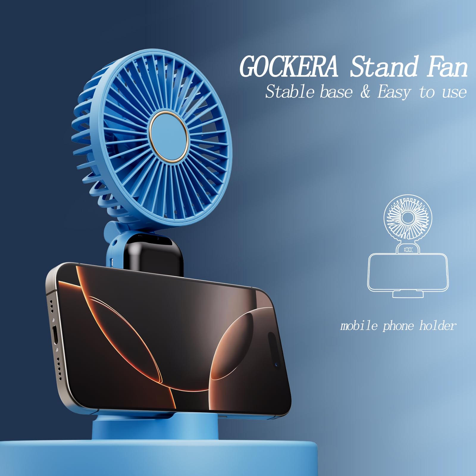 Portable Fan, 4200Mah Battery Operated Fan, 5 Speeds&Digital Display, Makeup Fans For Women