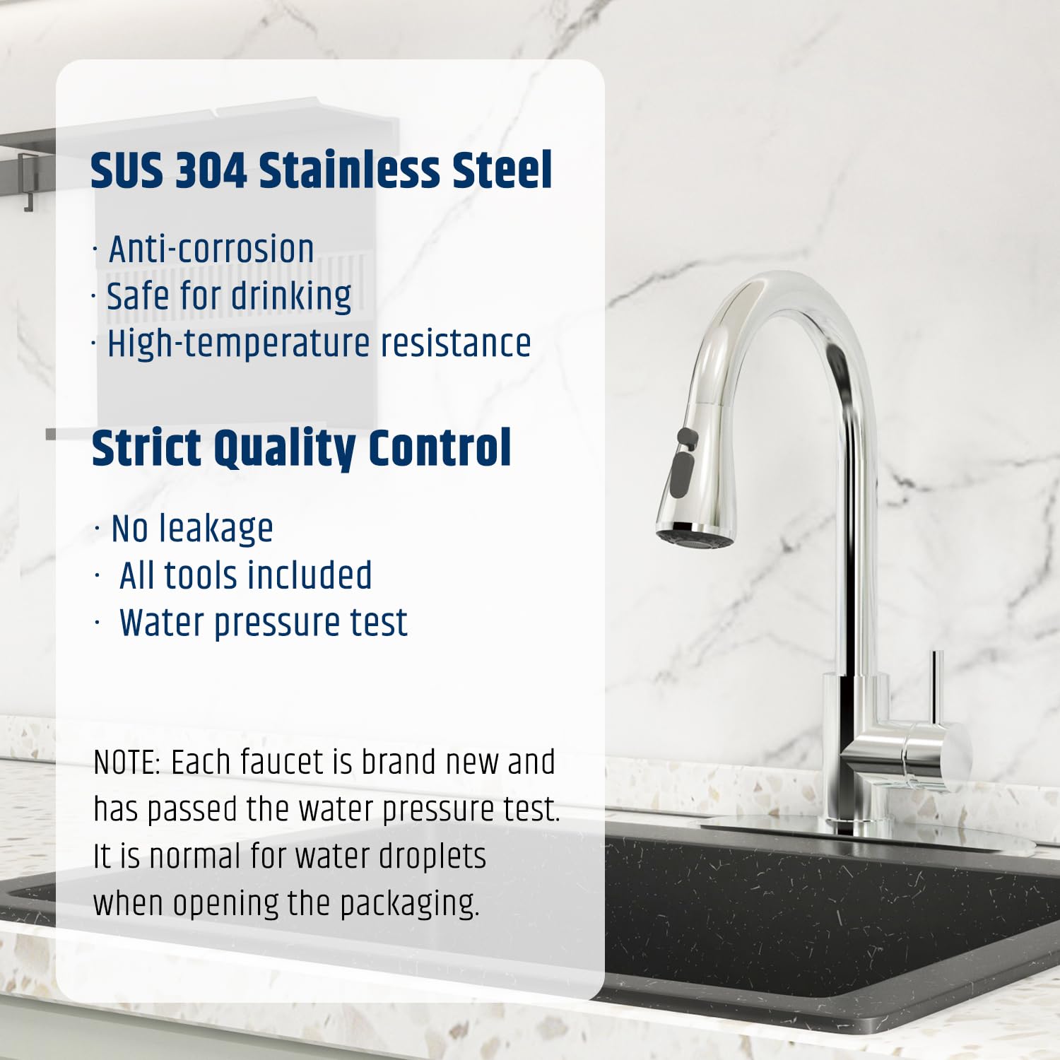 Blovtoo Polished Chrome Kitchen Faucet With Pull Down Sprayer For Single Hold And 3 Hole, Commercial High Arc Single Handle Kitchen Faucet With Deck Plate For Kitchen Sink, Sus 304 Stainless Steel