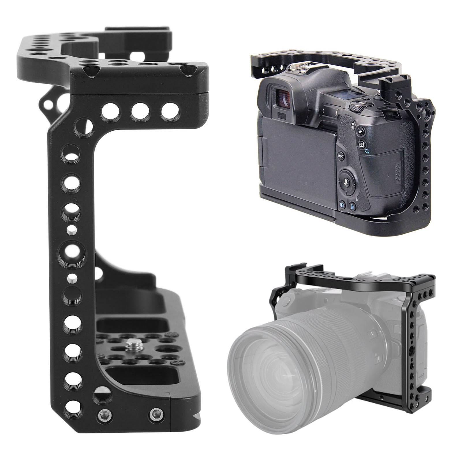 Saskate Camera Cage For Eosr Aluminum Alloy Quick Release Camera Video Rig With 1/4 3/8 Inch Screw Hole Cold Shoe Mount, For Arca 38Mm Groove