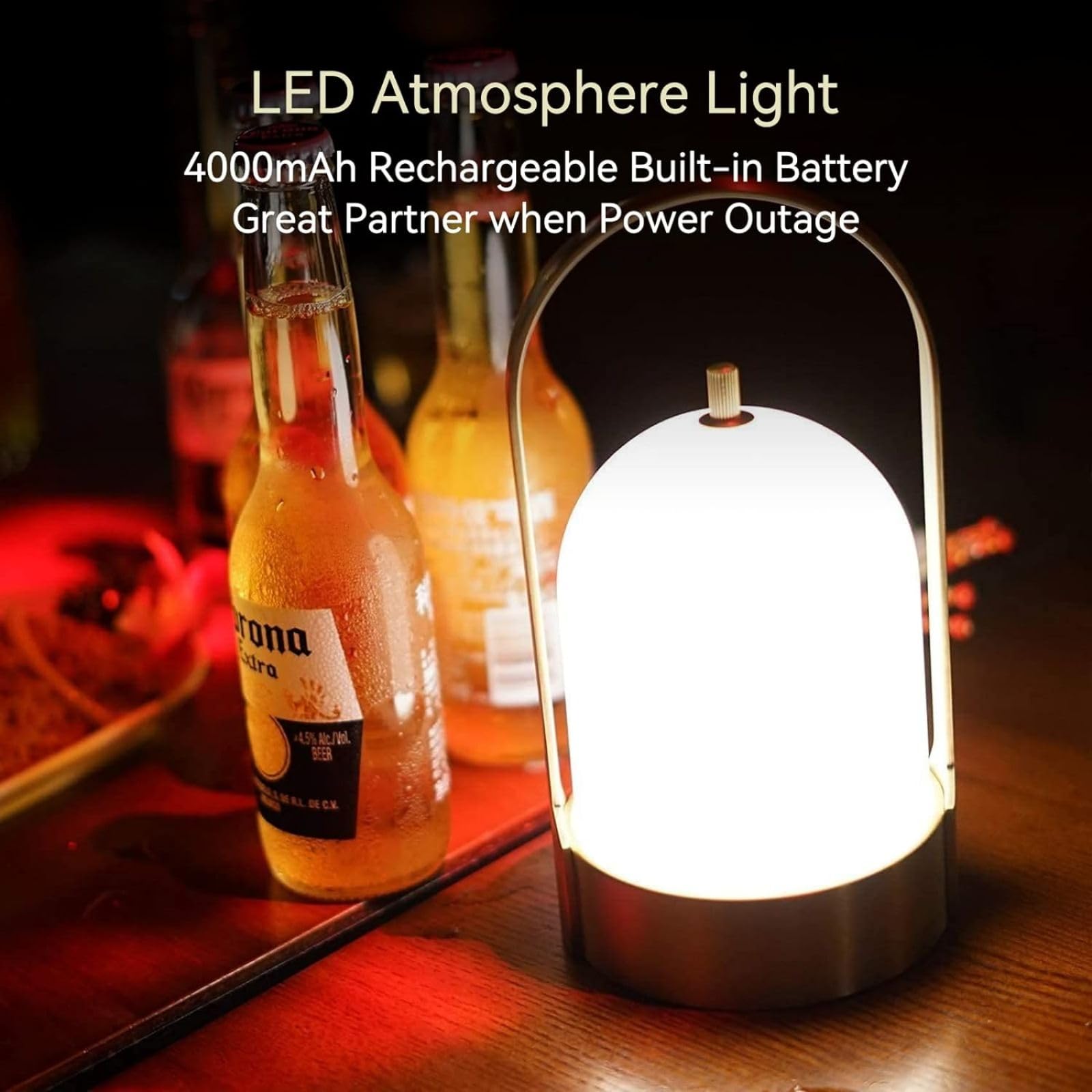 Tubicen Portable Outdoor Battery Operated Lantern Table Lamp Waterproof, 4000Mah Cordless Rechargeable 4 Levels Touch Dimmable Brass Table Lamp, Led Night Light For Patio Camping Dining Room Bedroom
