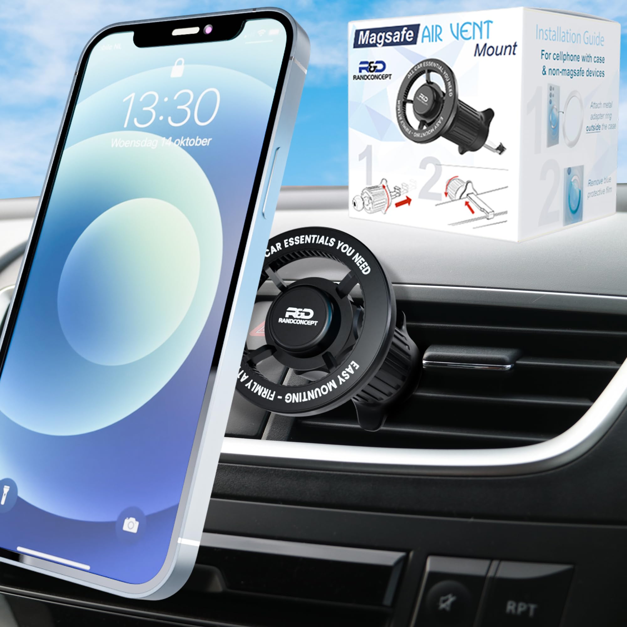 Randconcept For Magsafe Car Mount, Air Vent Magnetic Phone Mount, 360° Adjustable Magnetic Phone Holder For Iphone 12 13 14 15 Pro Max Plus Mini - Car Magnet Phone Holder