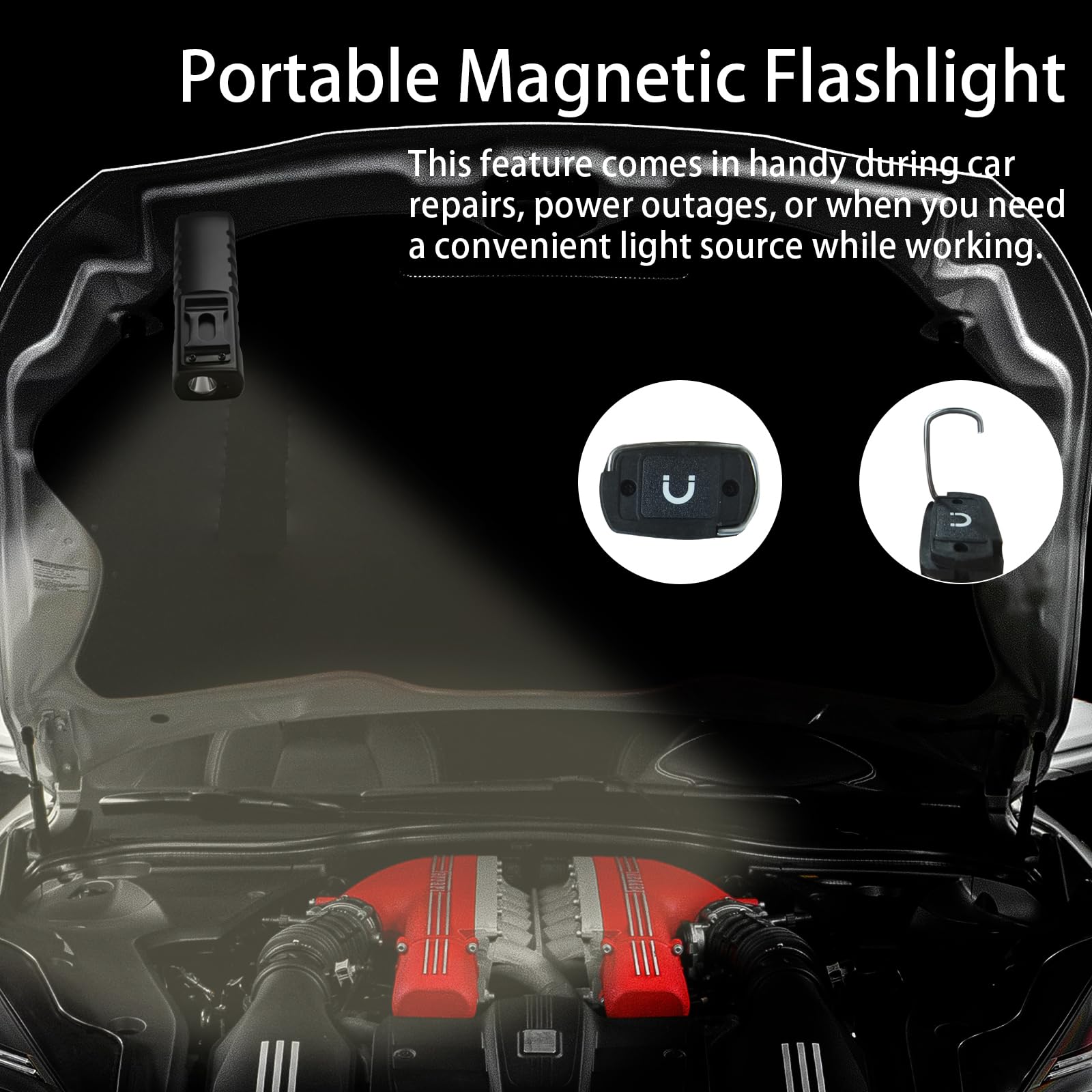 Ruizuo Rechargeable Edc Flashlights With Red Beam, Warm White Light And Led Combo, High Lumens Portable Flat Flashlights With Magnetic Base And Hook, Triple Light Sources Pocket Lights For Emergency