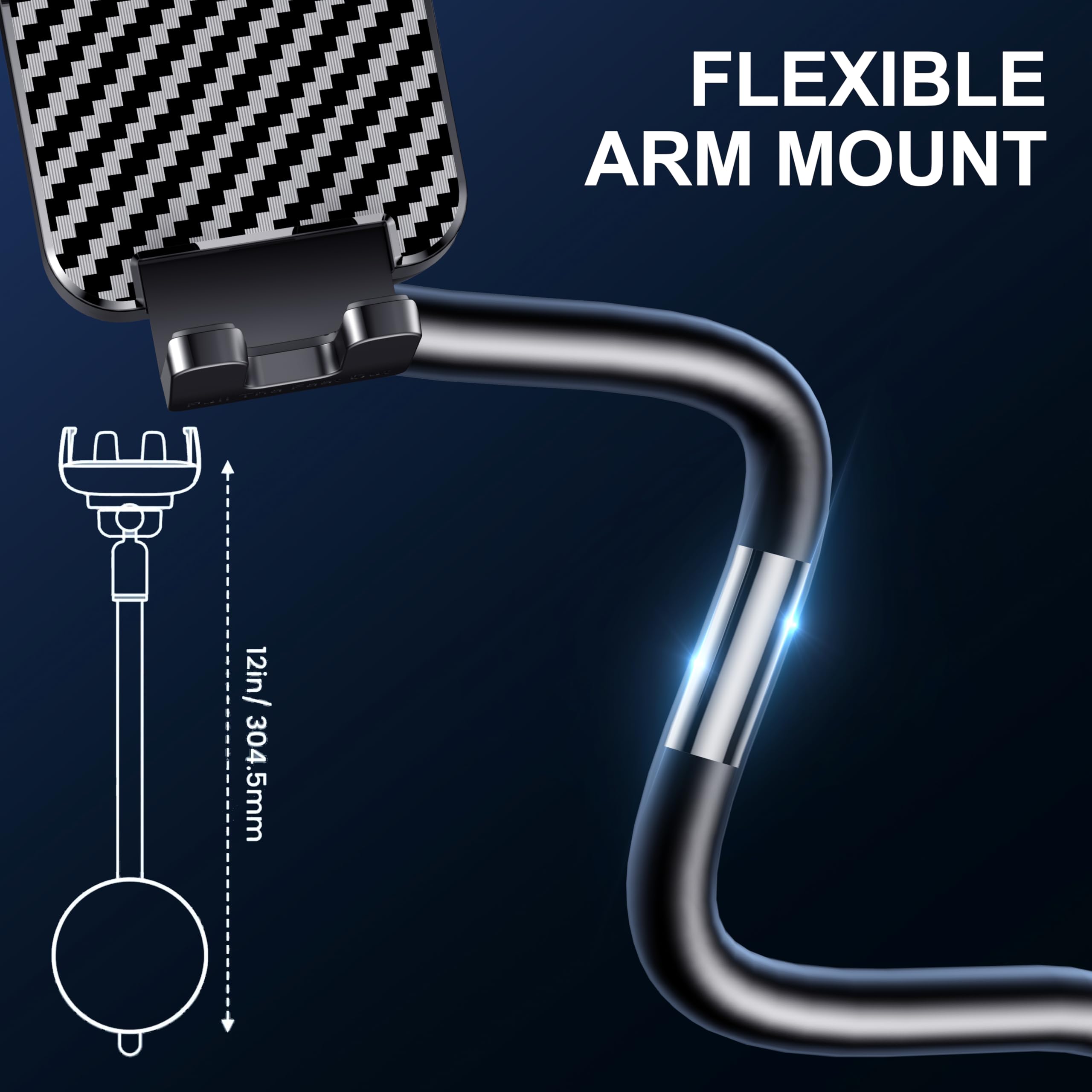 Bipopibo Phone Holders For Your Car [Long Flexible Neck] Car Phone Mount [Anti-Shake Stabilizer] Cell Phone Holder Car For Dashboard Windshield Automotive Accessories Fit For Iphone Android Smartphone