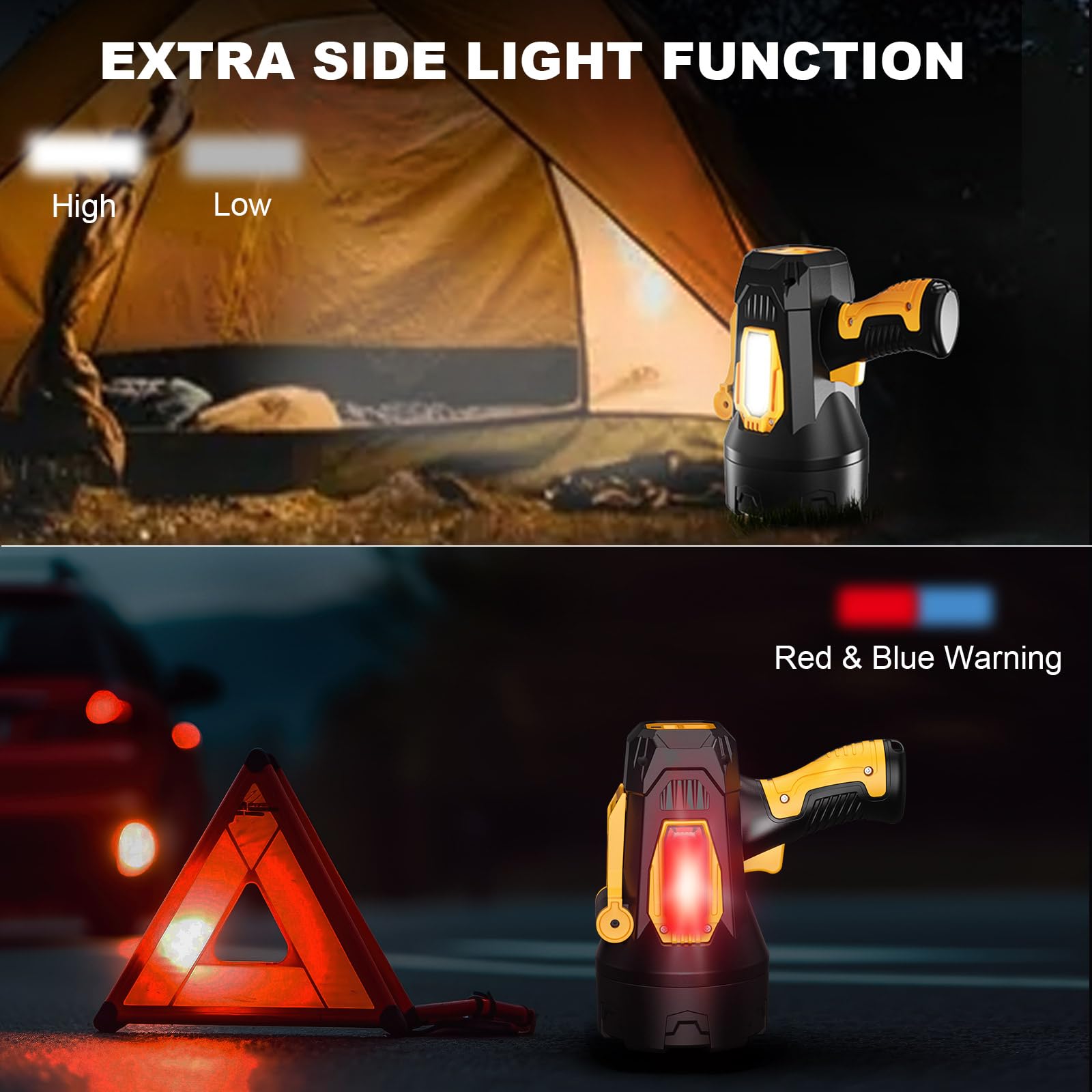 Lbe Rechargeable Spotlight, Super Bright 1000,000 Lumens Led Flashlight Handheld Spot Lights Outdoor With Cob Light, 10000Mah Long Lasting Large Spotlight For Hunting Boating Camping