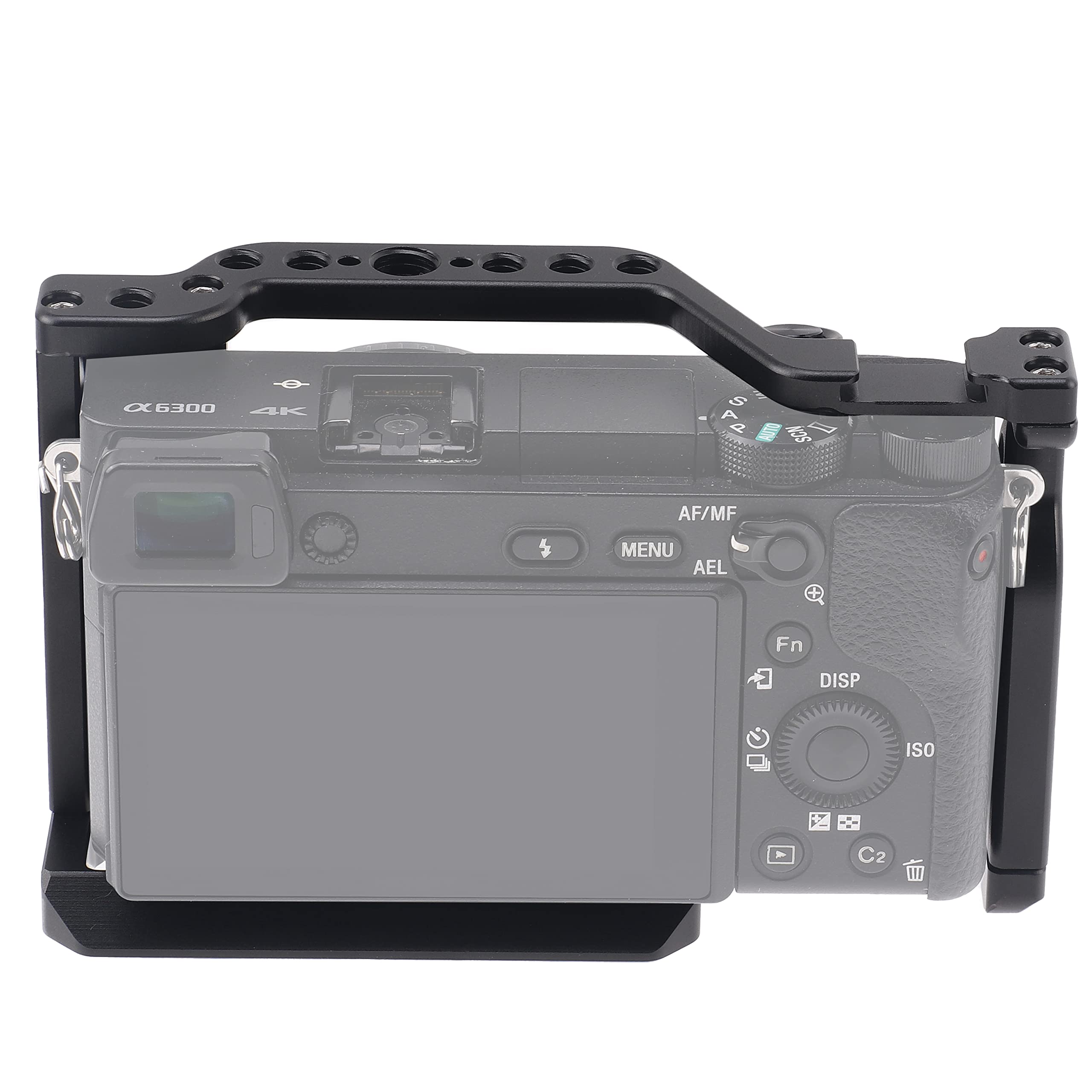Hersmay A6500/A6400/A6300 Camera Cage Video Stabilizer With Top Handle For Sony A6500 A6400 A6300 A6000 A6100 Cameas Dslr Rig With Cold Shoe,Handle Locating Holes,Multiple 1/4" 3/8" Screw Holes