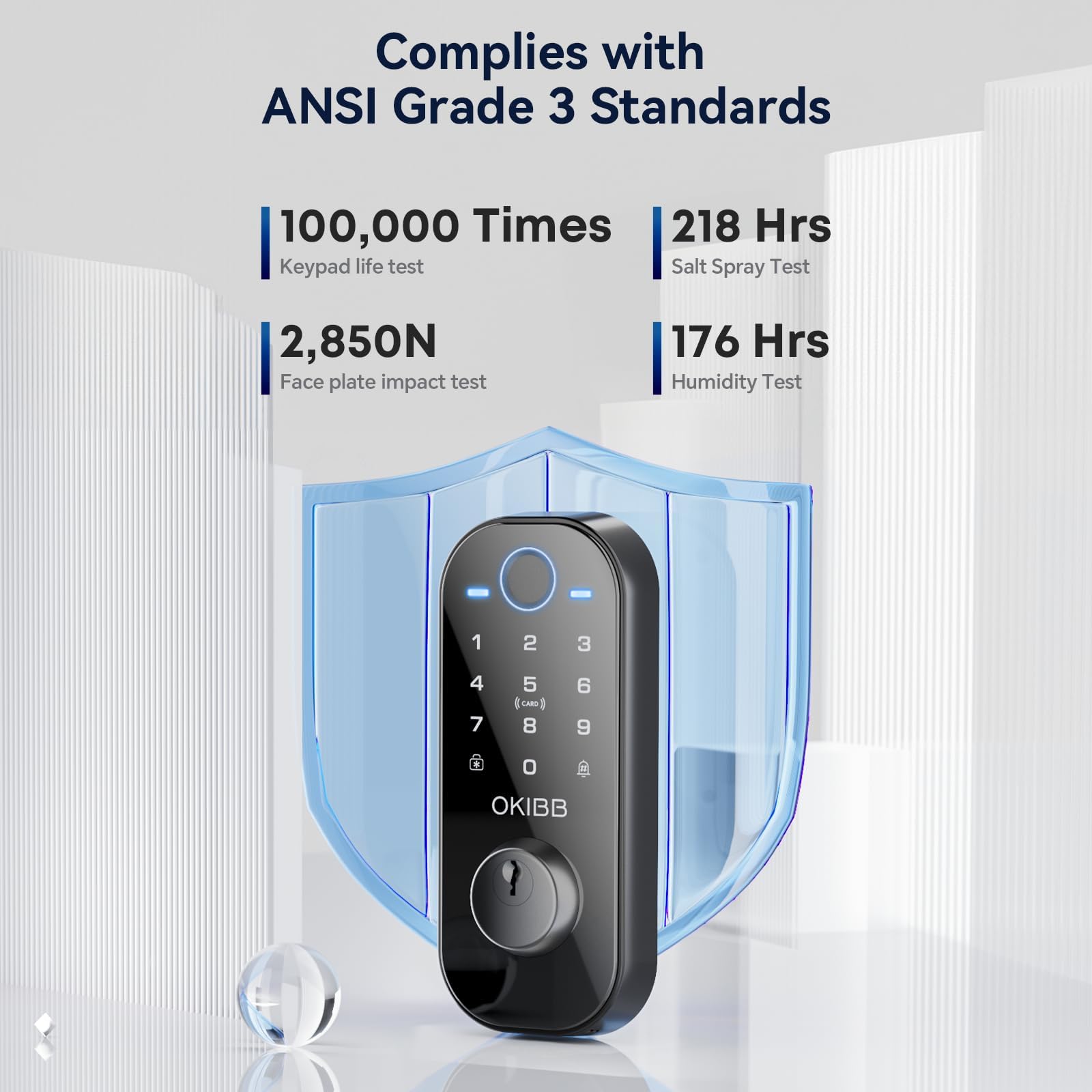 Okibb Keyles Entry Door Lock With Built-In Wi-Fi App Remote Control, Fingerprint Door Lock With Doorbell, Smart Locks For Front Door, Auto Locking, Black
