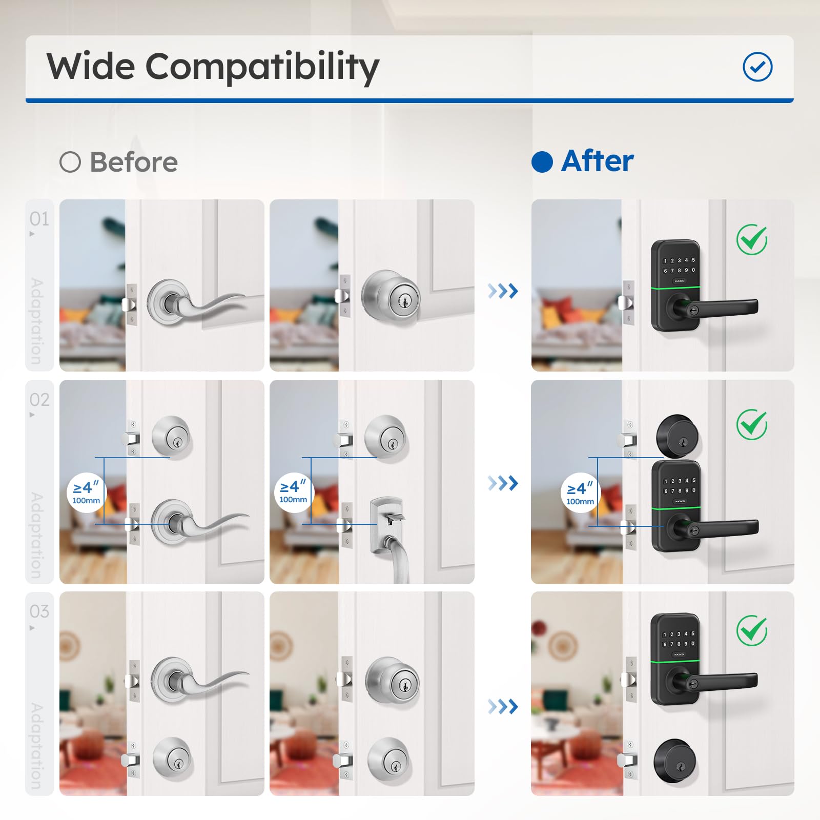 Kucacci Smart Door Handle Lock With Keypad: Keyless Entry Digital Knob For Front Door - Electronic Smart Lock With Keypad - Exterior Code Door Knob - Easy Installation