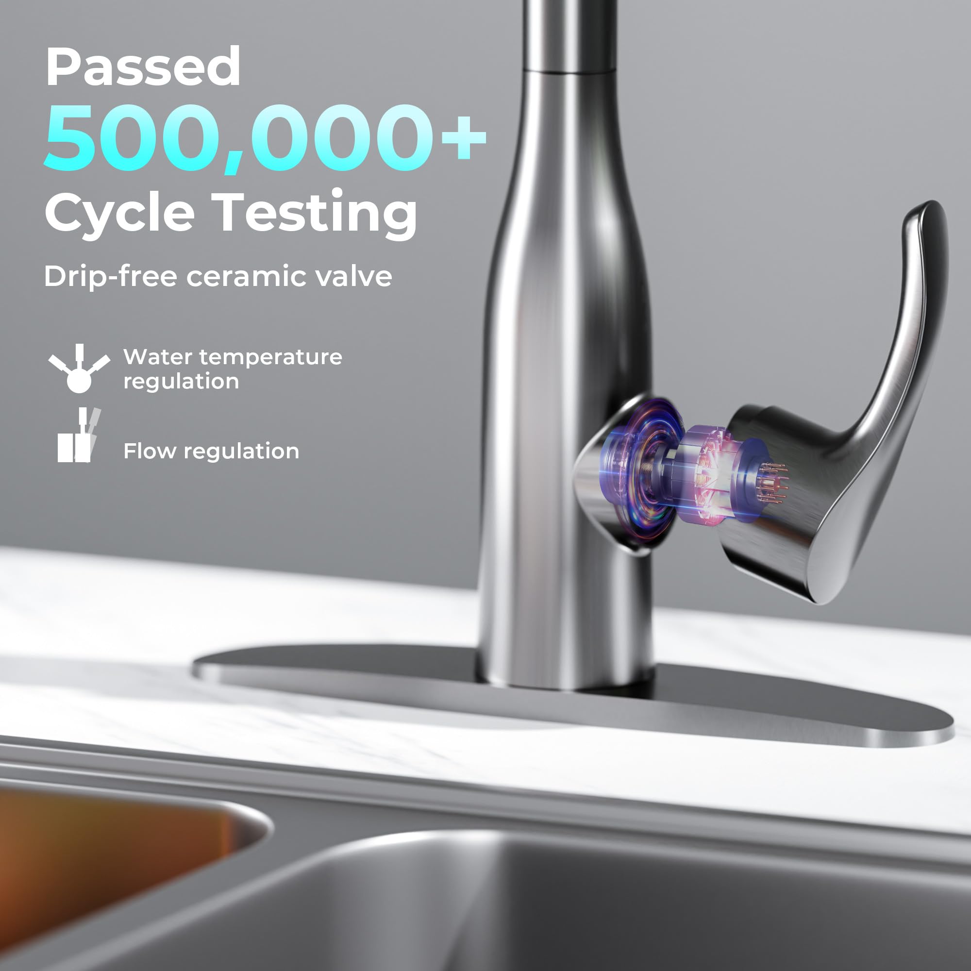 Garveetech Touchless Kitchen Faucet With Pull Down Sprayer, Dual Sensor Sink Faucets, Stainless Steel Single Handle Faucet For 1 Or 3 Hole, Suitable For Farmhouse Laundry Camper Rv Bar