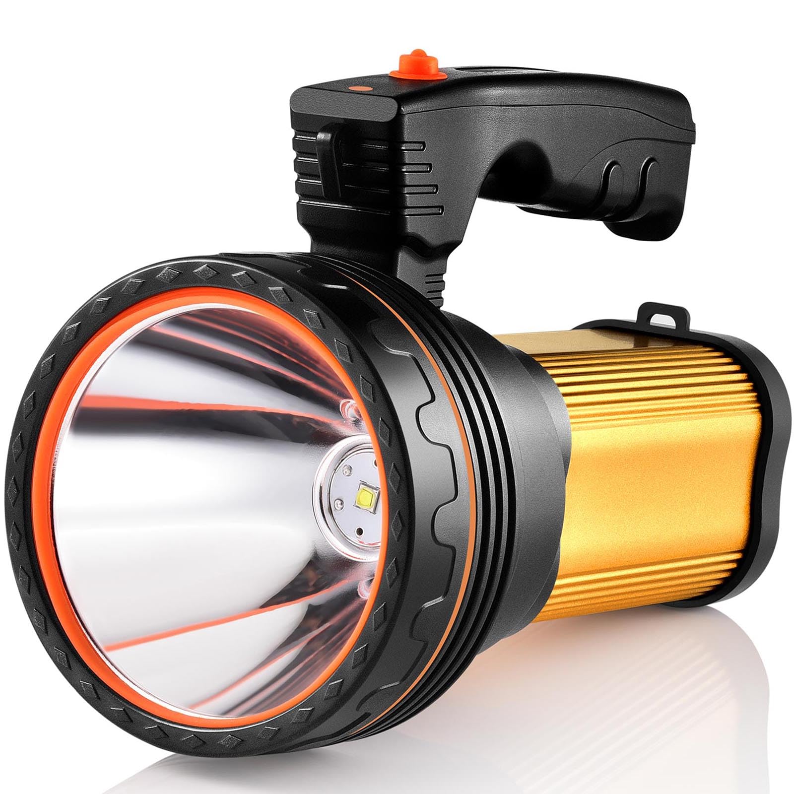 Csndice Flashlights High Lumens Rechargeable,1000000Lm Rechargeable Spotlight,Ip65 Rechargeable Flashlights,Handheld Spotligh With Shoulder Strap And Usb Output For Emergency Security Camping(Gold)