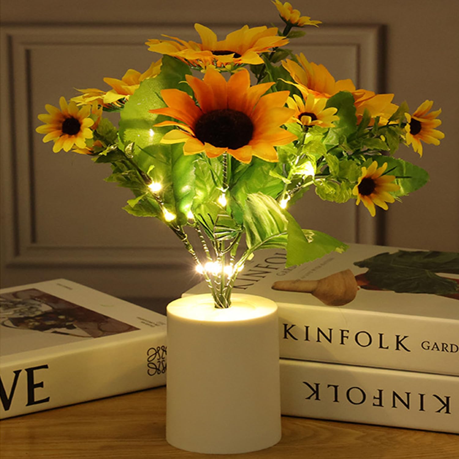 Lifenanny Sunflower Lamp, Battery Operated Artificial Sunflower Led Night Light Flower Table Lamp For Mother'S Day Birthday , Office Desk, Home Bedroom, Bedside Decoration