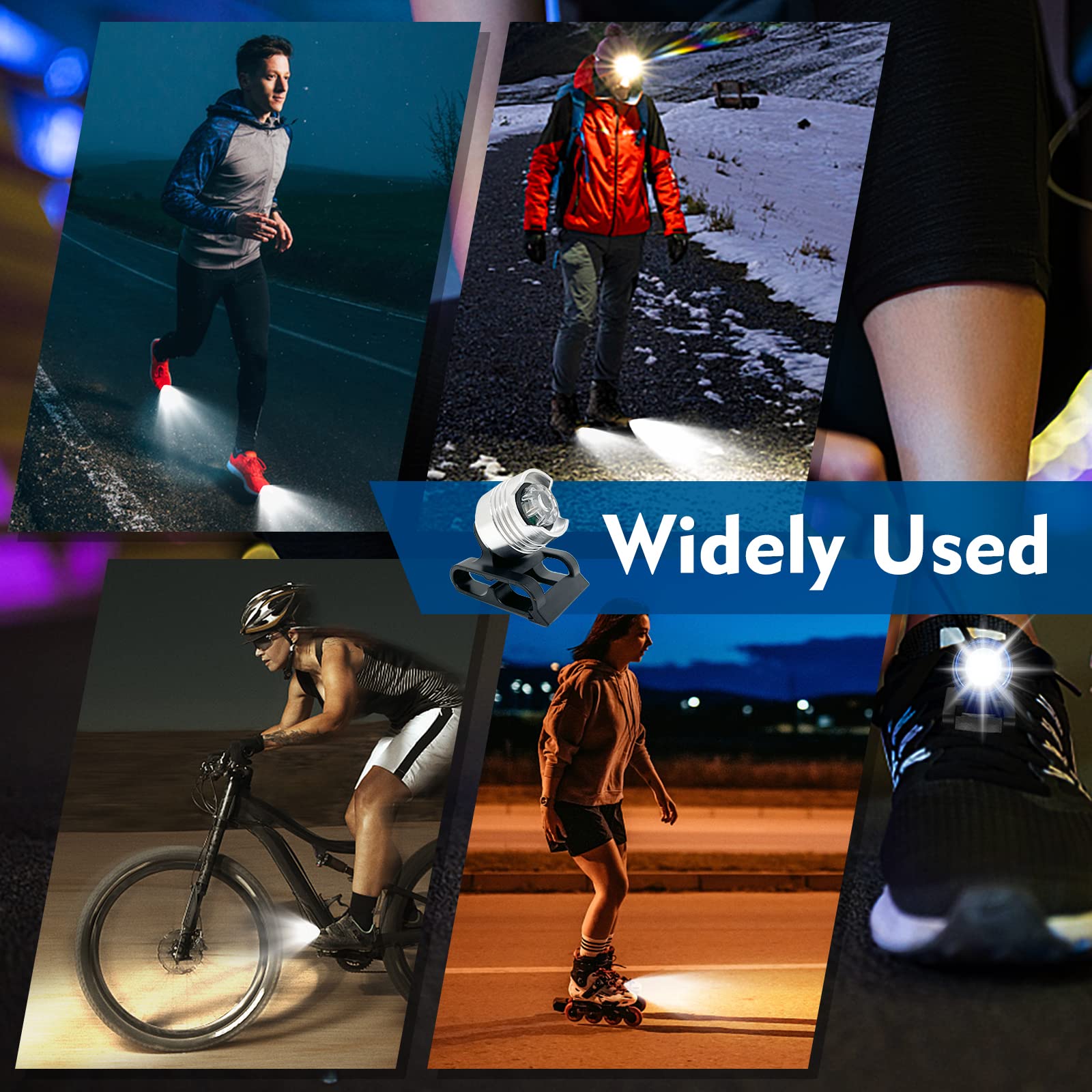 Vartiey Running Lights For Runners,Lights For Walking At Night,Ipx5 Running Shoe Lights Waterproof,Shoe Light,2Pcs Shoe Headlights Used For Dog Walking, Walking Tours Camping, Suitable For Adults Kids(Black)