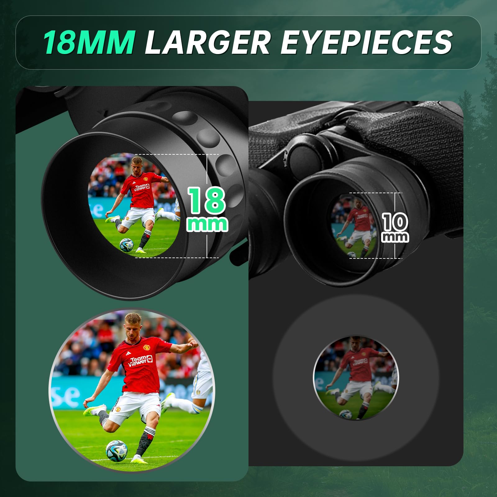Wozel 10-30X25 Compact Binoculars For Adults Kids - High Powered For Bird Watching Hunting Hiking Travel - Zoom Binoculars With Large & Bright Field Of View, Green
