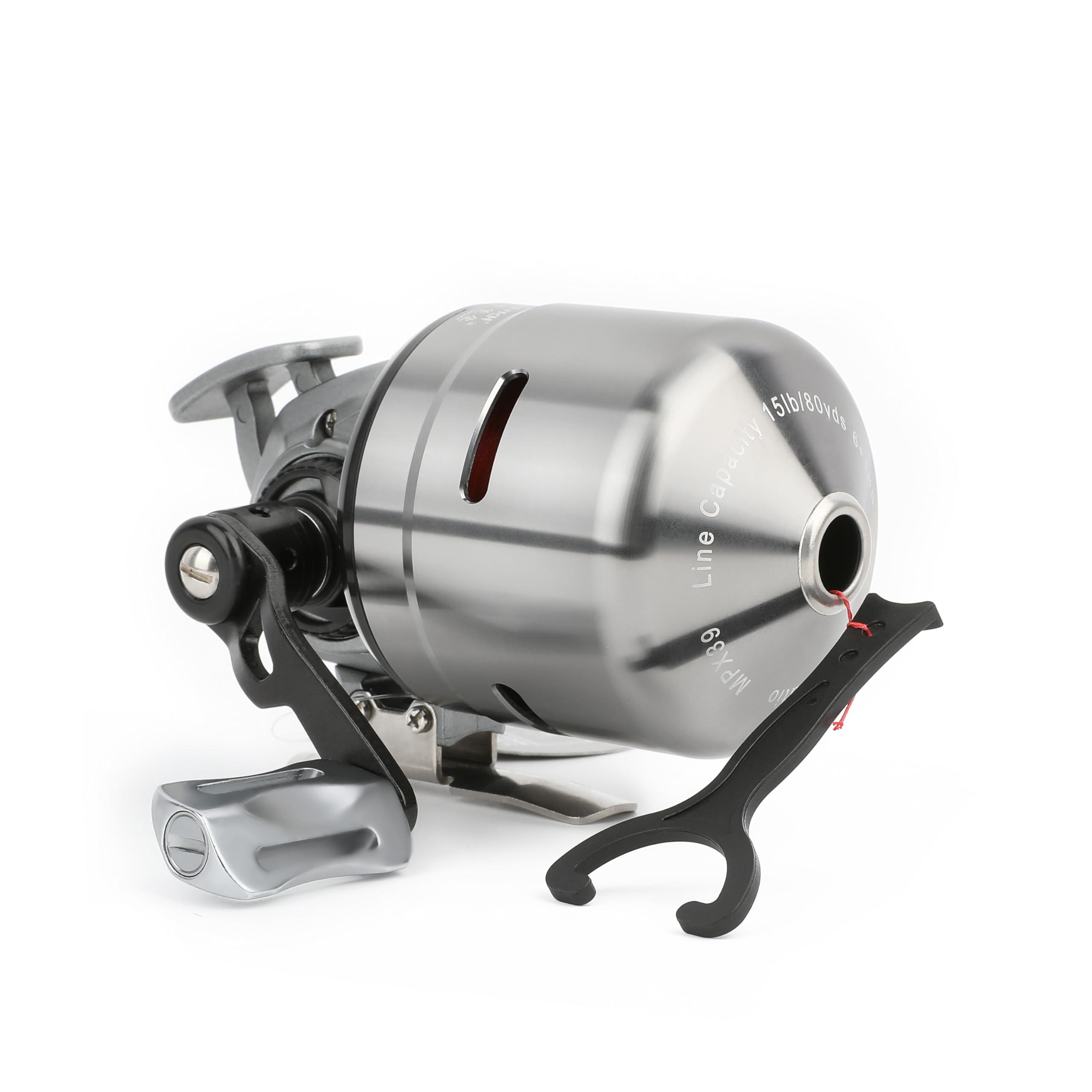 Ameyxgs Mpx39 Bowfishing Reel For Archery Hungting Bow Fishing, Stainless Steel And Aluminium, Left/Right Reversible Handle, 3.875:1 Gear Ratio, Strong Line 4# 85 Yards 0.32Mm/50Lb
