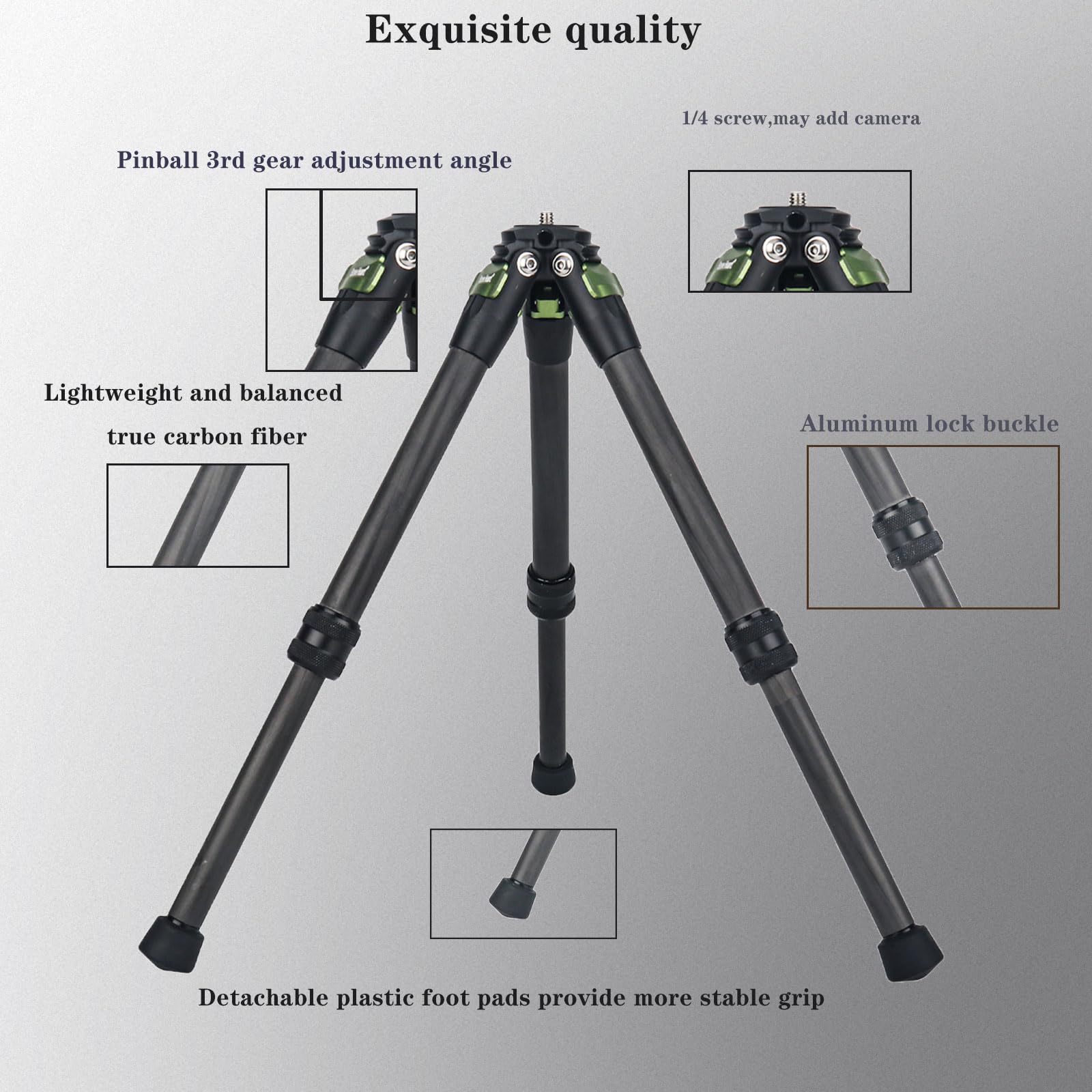 Inksoon Universal Mini Tripod Desktop Travel Carbon Fiber Tripod For Insta360 X4 Insta 360 One X4 X3 X2 X Rs R Gopro Go Pro Hero 13 12 11 10 9 8 7 6 5 4 3 And Dji Osmo Sport Accessories (Green)